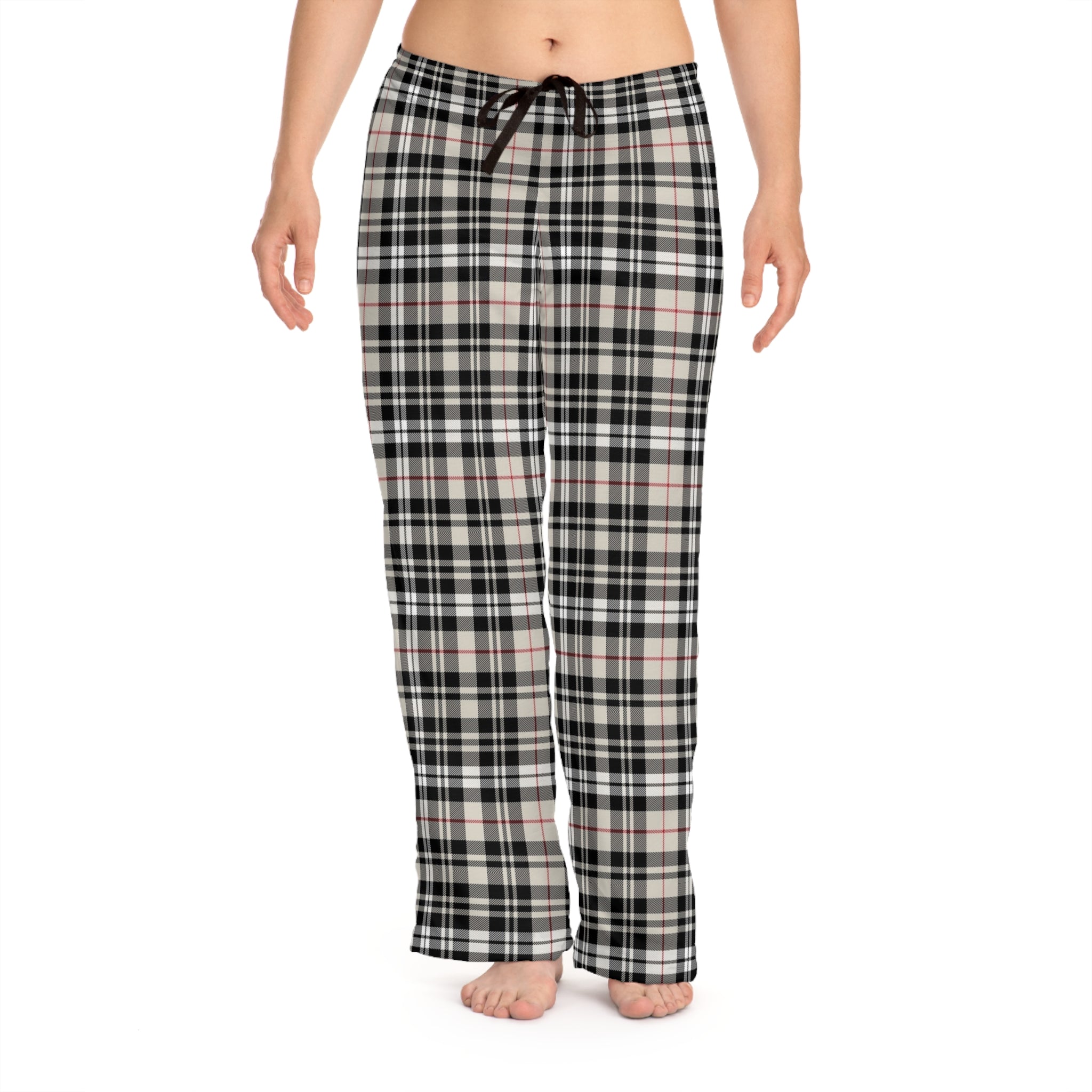 Classic Beige Plaid Women's Pajama Pants