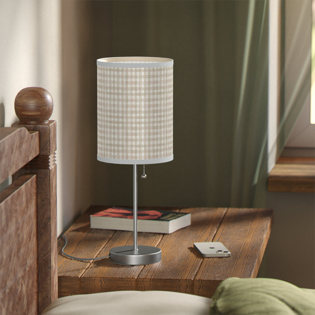 Beige Gingham Table Lamp