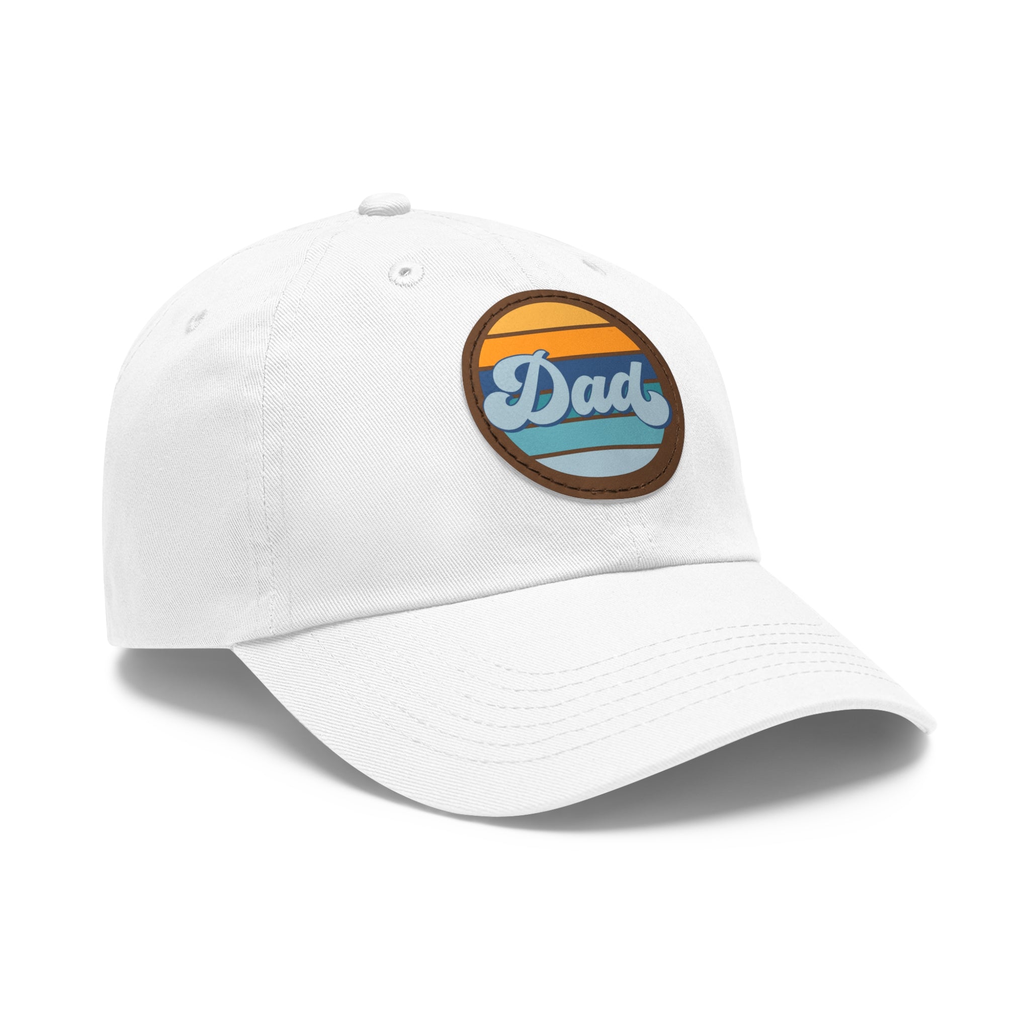 Retro Striped 'Dad' Leather Patch Hat
