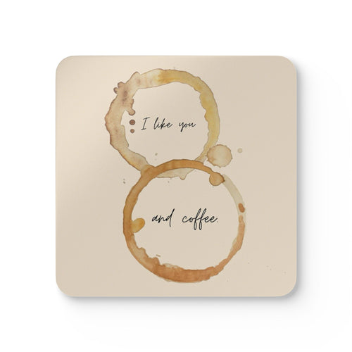 'I like you and coffee.' Cork Coaster Set