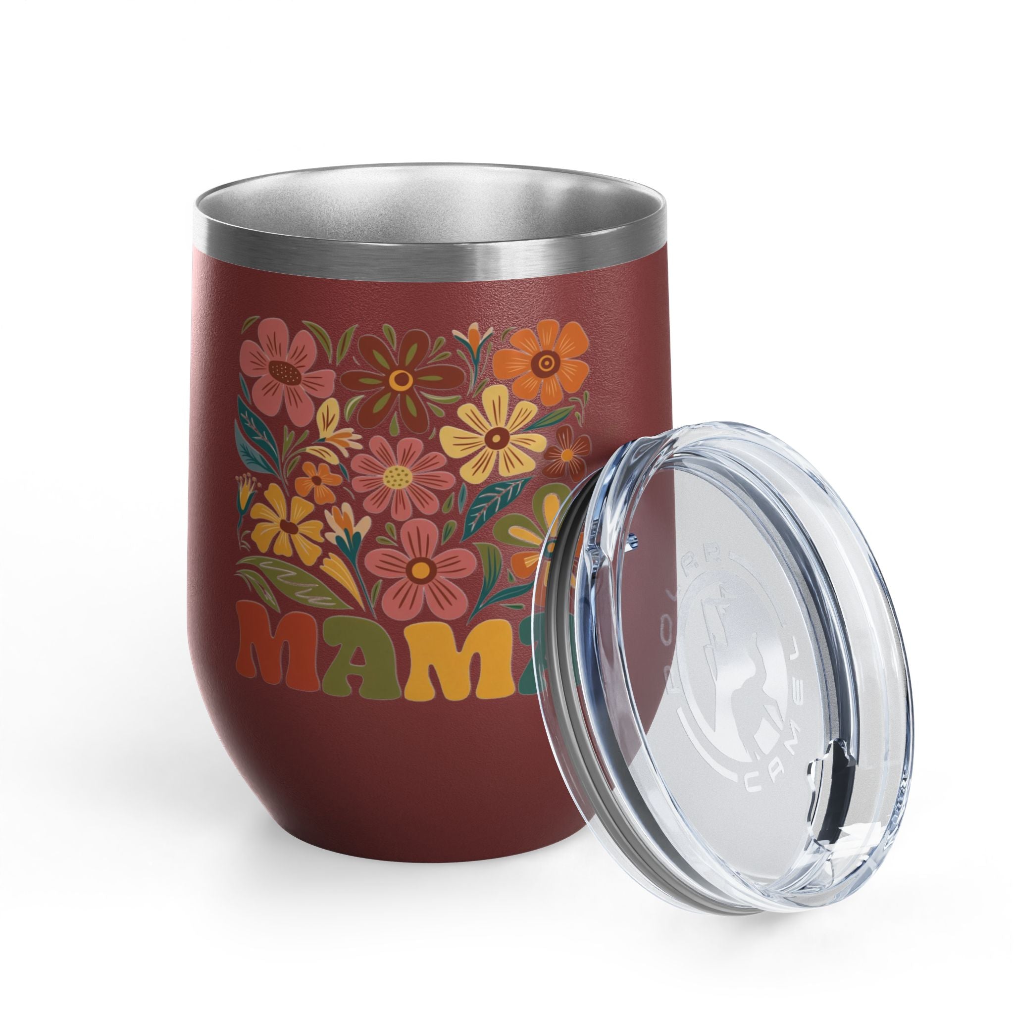 Retro Floral 'Mama' Wine Tumbler (12oz)