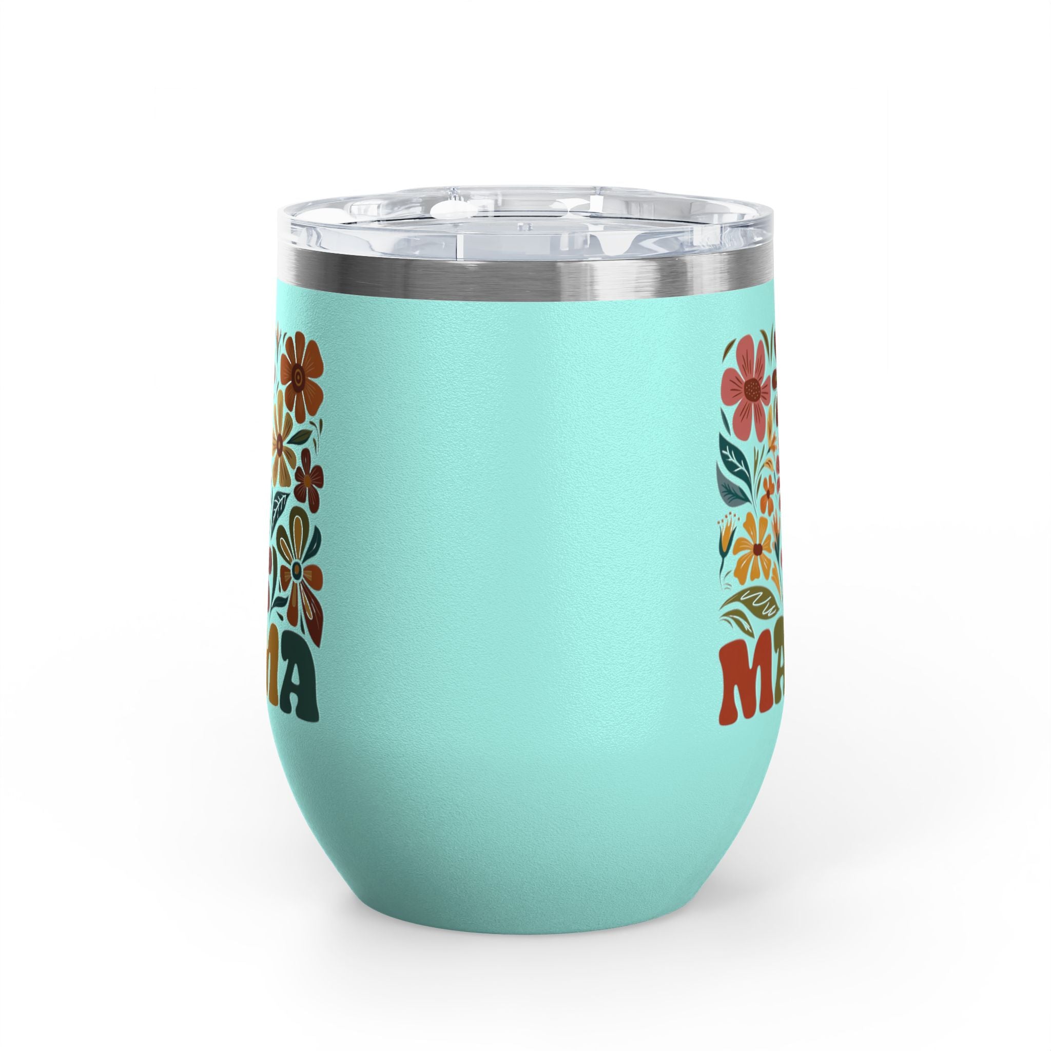 Retro Floral 'Mama' Wine Tumbler (12oz)