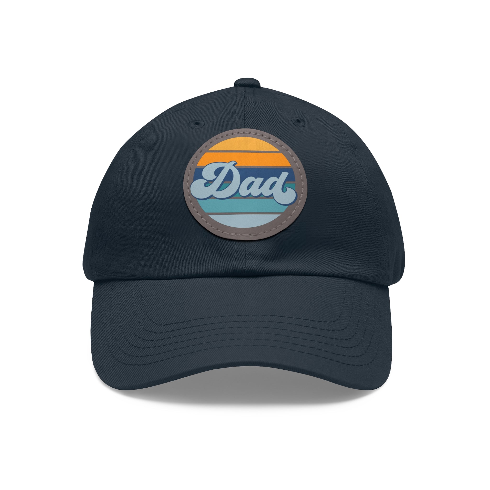 Retro Striped 'Dad' Leather Patch Hat