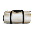 Beige Striped Travel Duffel Bag