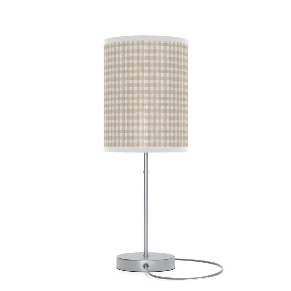 Beige Gingham Table Lamp