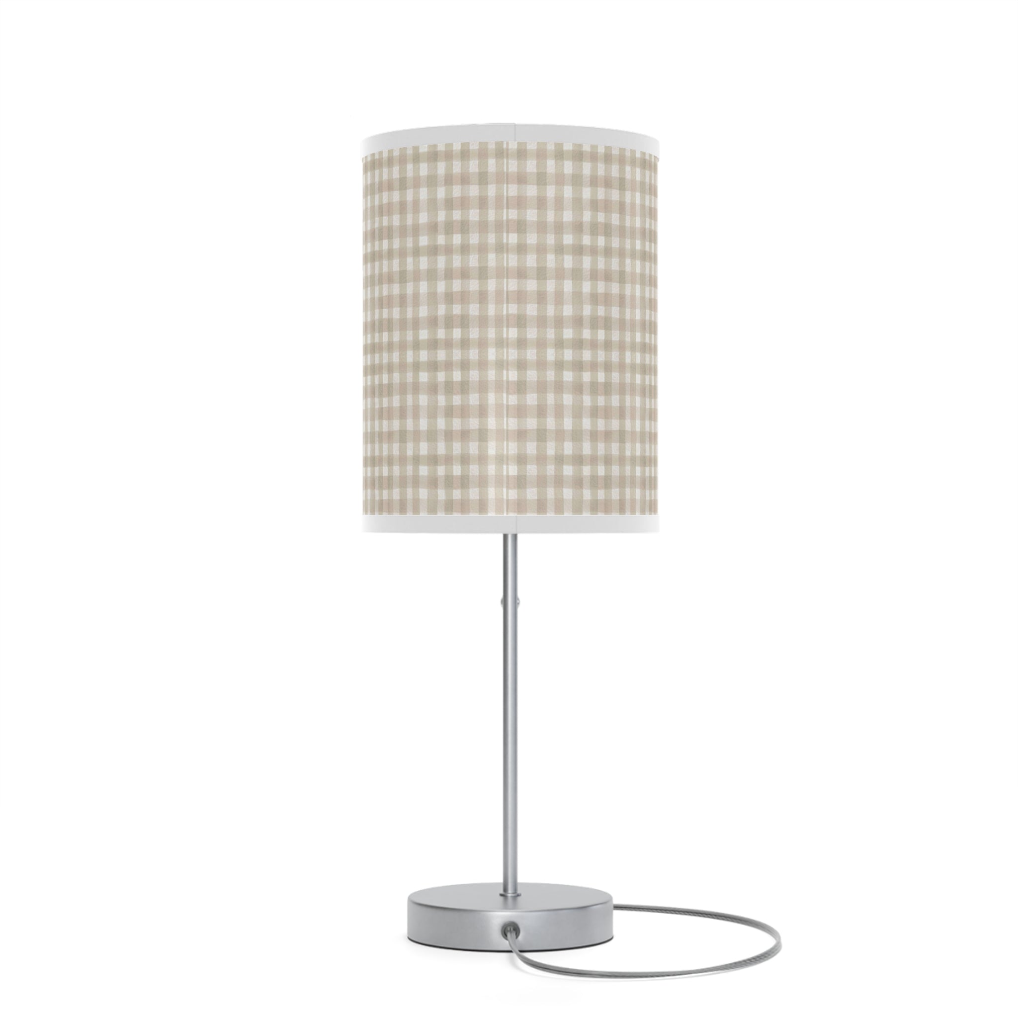 Beige Gingham Table Lamp