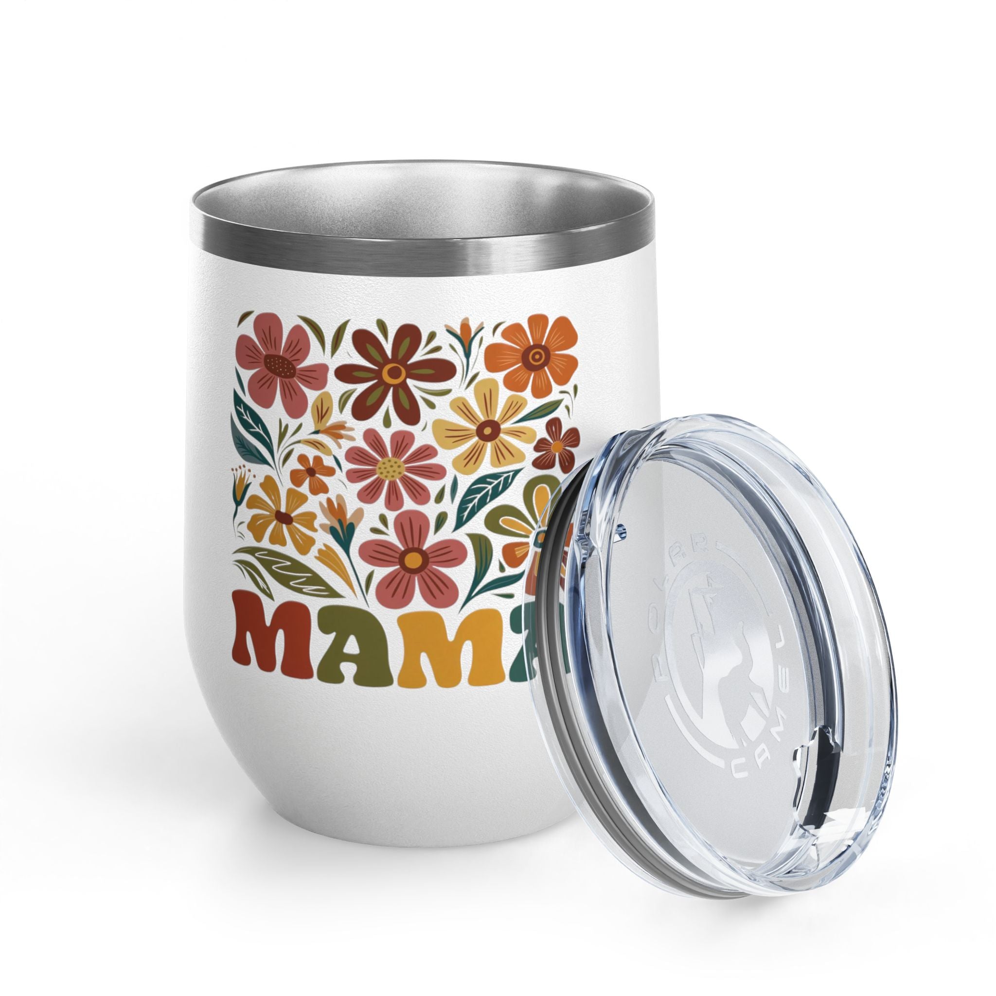 Retro Floral 'Mama' Wine Tumbler (12oz)