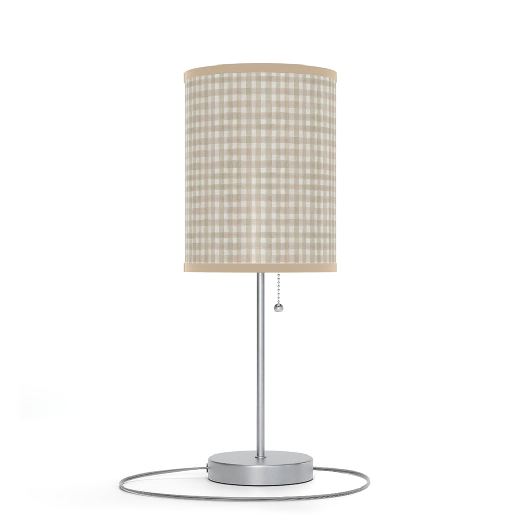 Beige Gingham Table Lamp