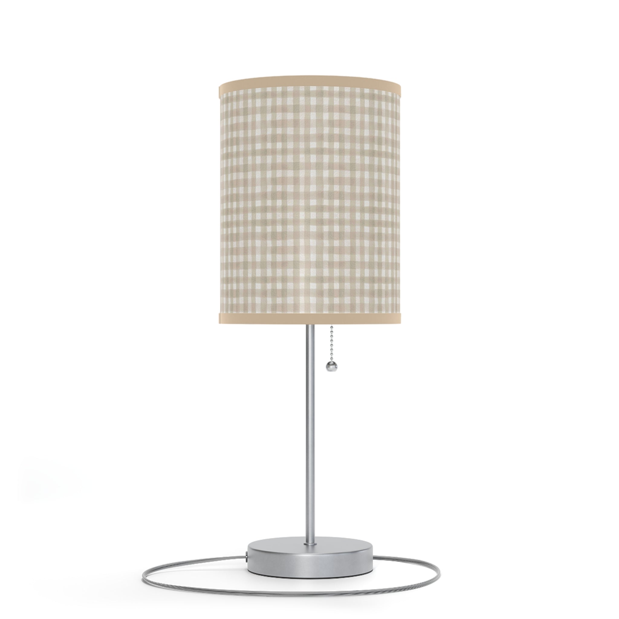 Beige Gingham Table Lamp