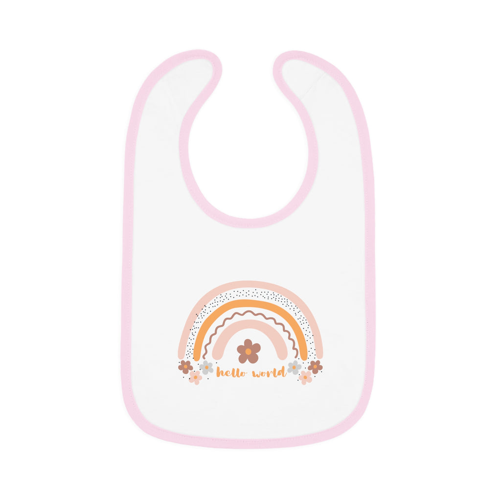 Pastel Rainbow & Flowers 'Hello World' Baby Bib
