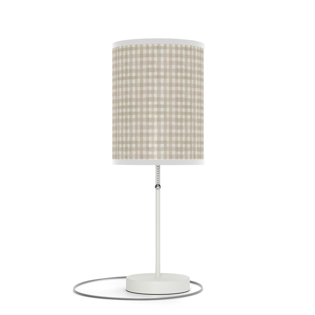Beige Gingham Table Lamp