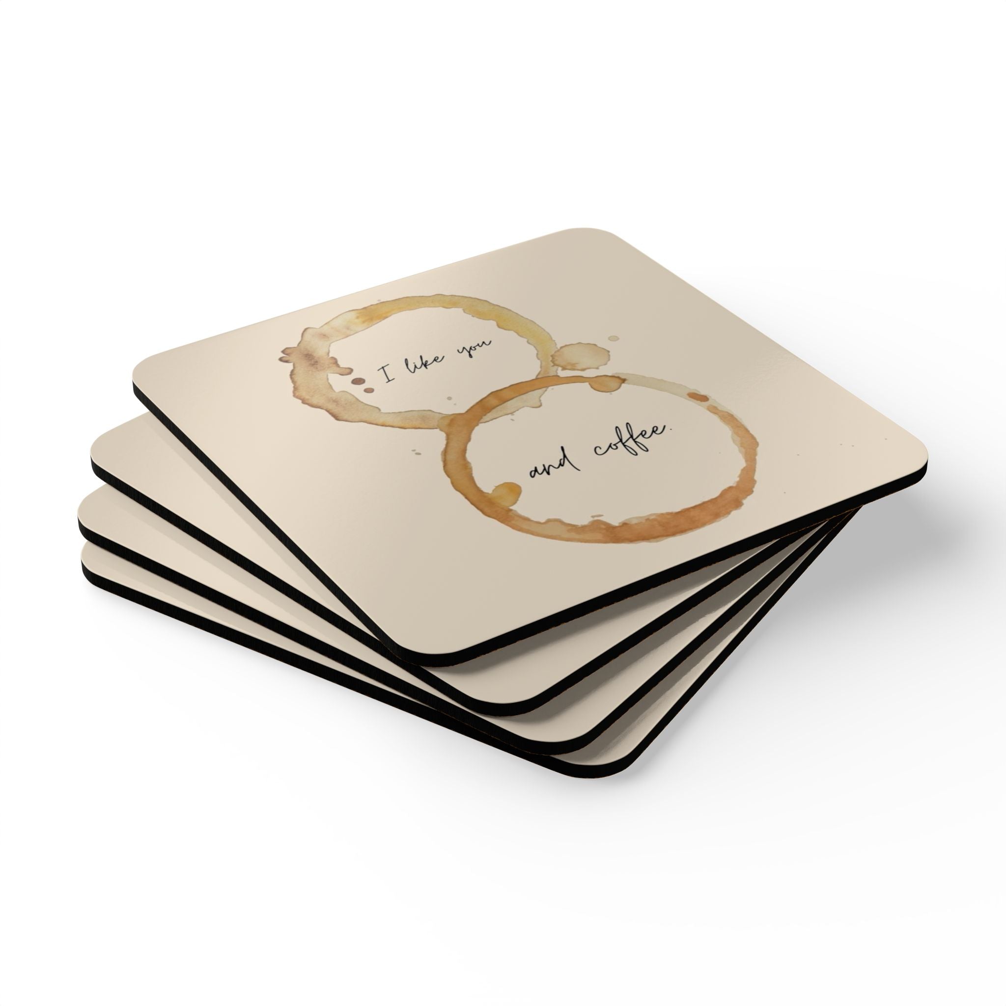 'I like you and coffee.' Cork Coaster Set