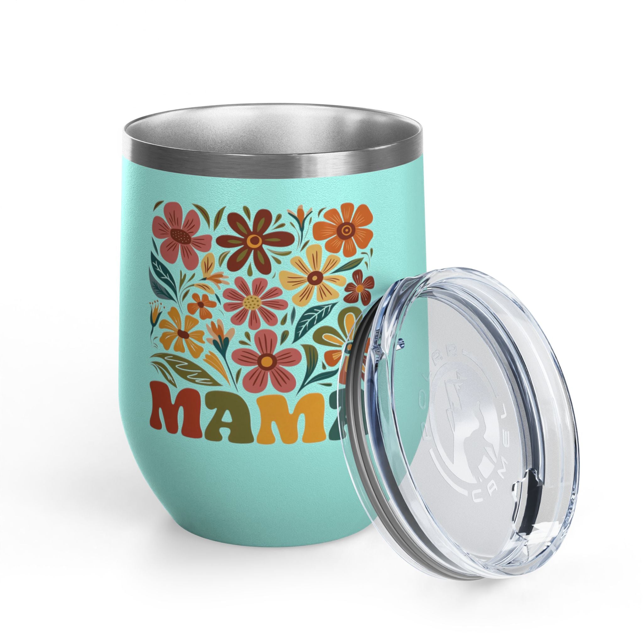 Retro Floral 'Mama' Wine Tumbler (12oz)