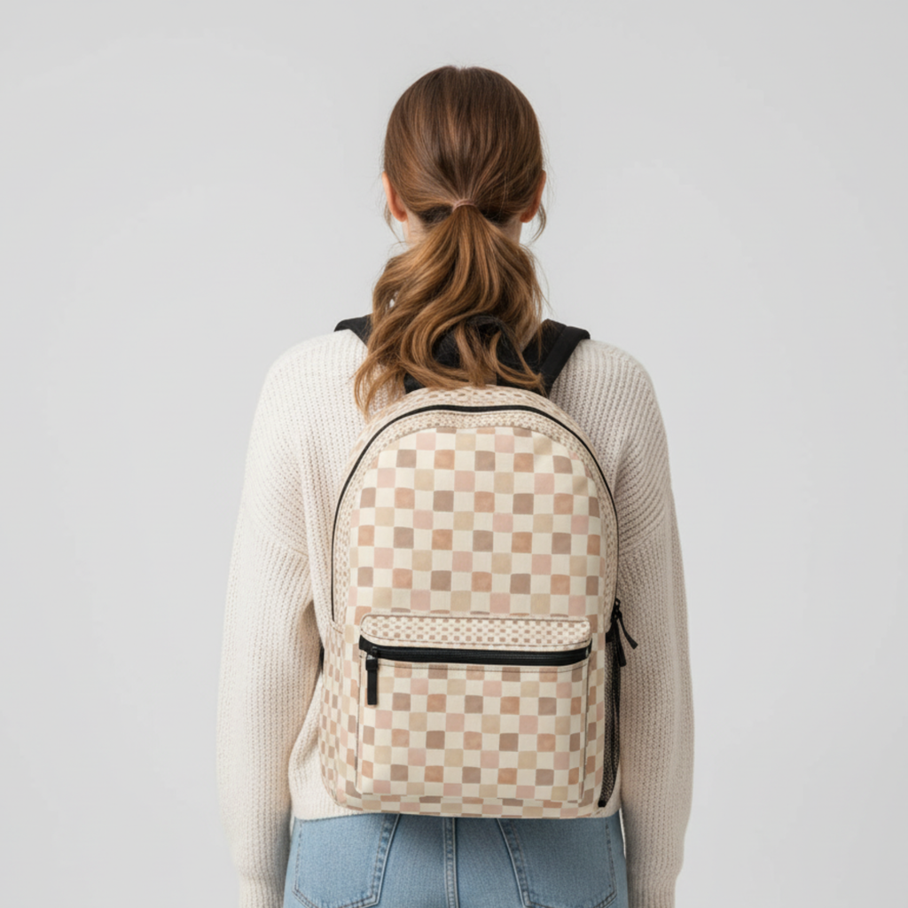 Boho Checkered Backpack