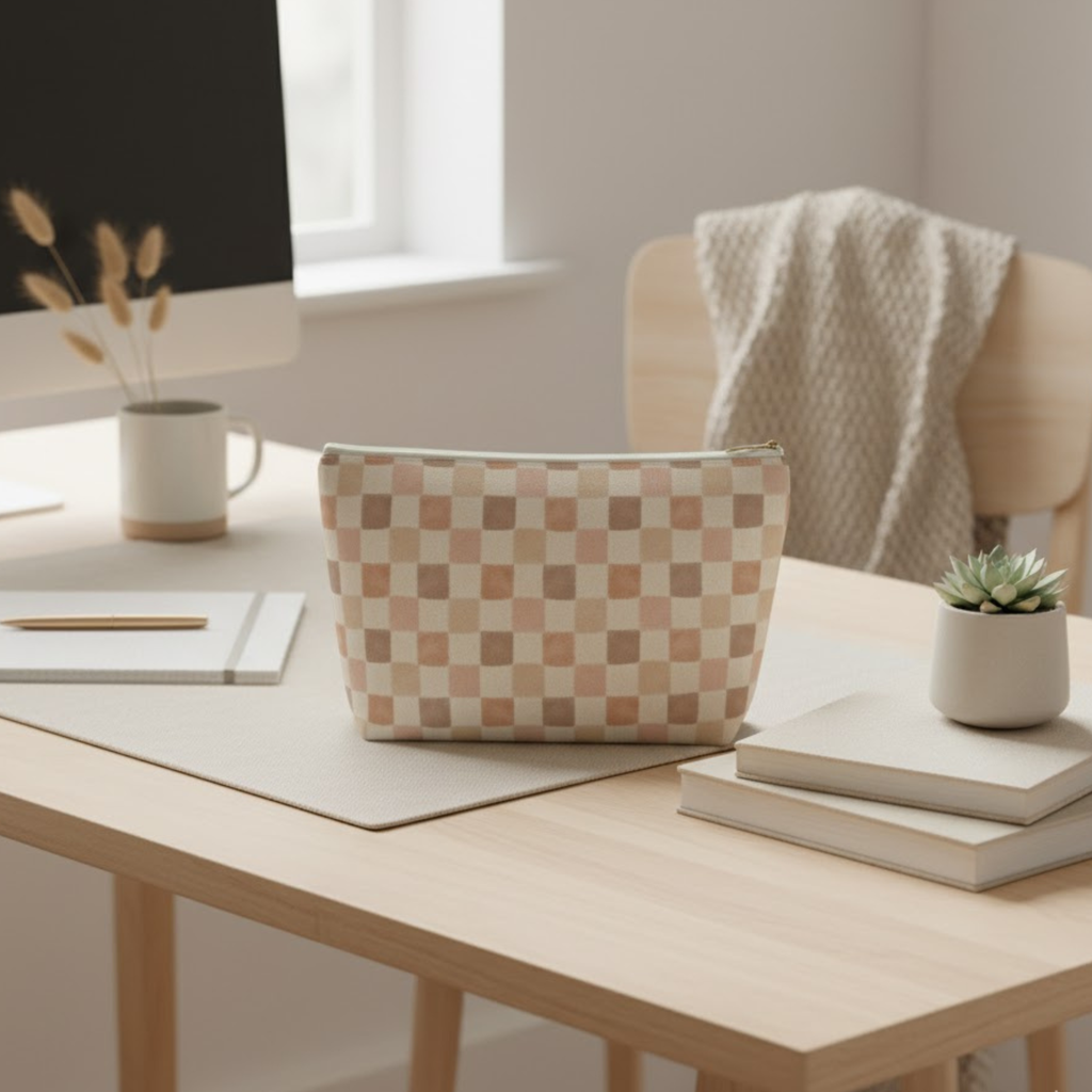 Boho Checkered Accessory Pouch