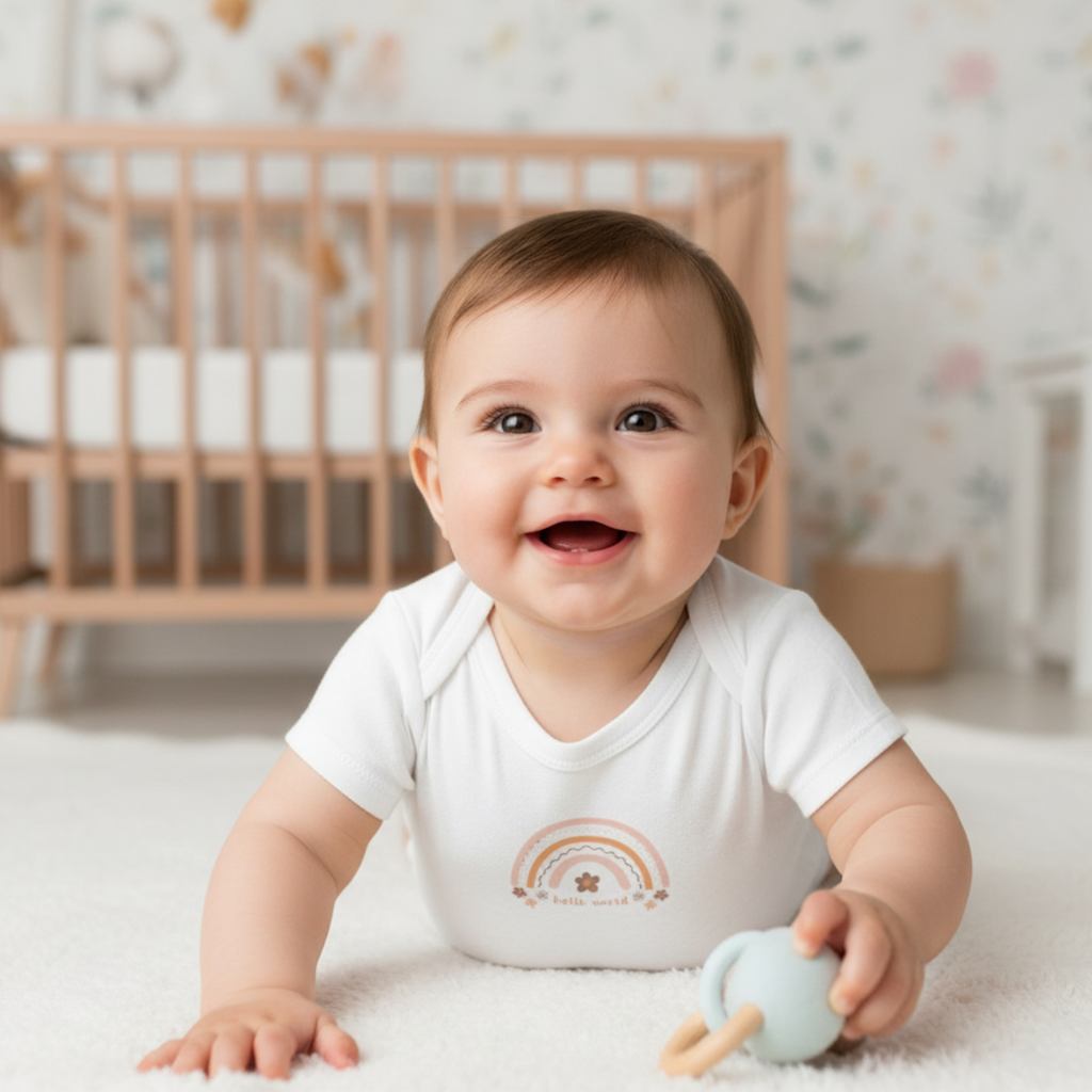 Pastel Rainbow & Flowers 'Hello World' Bodysuit