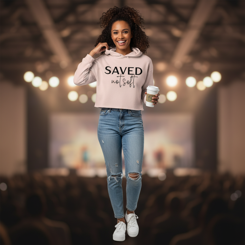 'Saved Not Soft' Cropped Hoodie