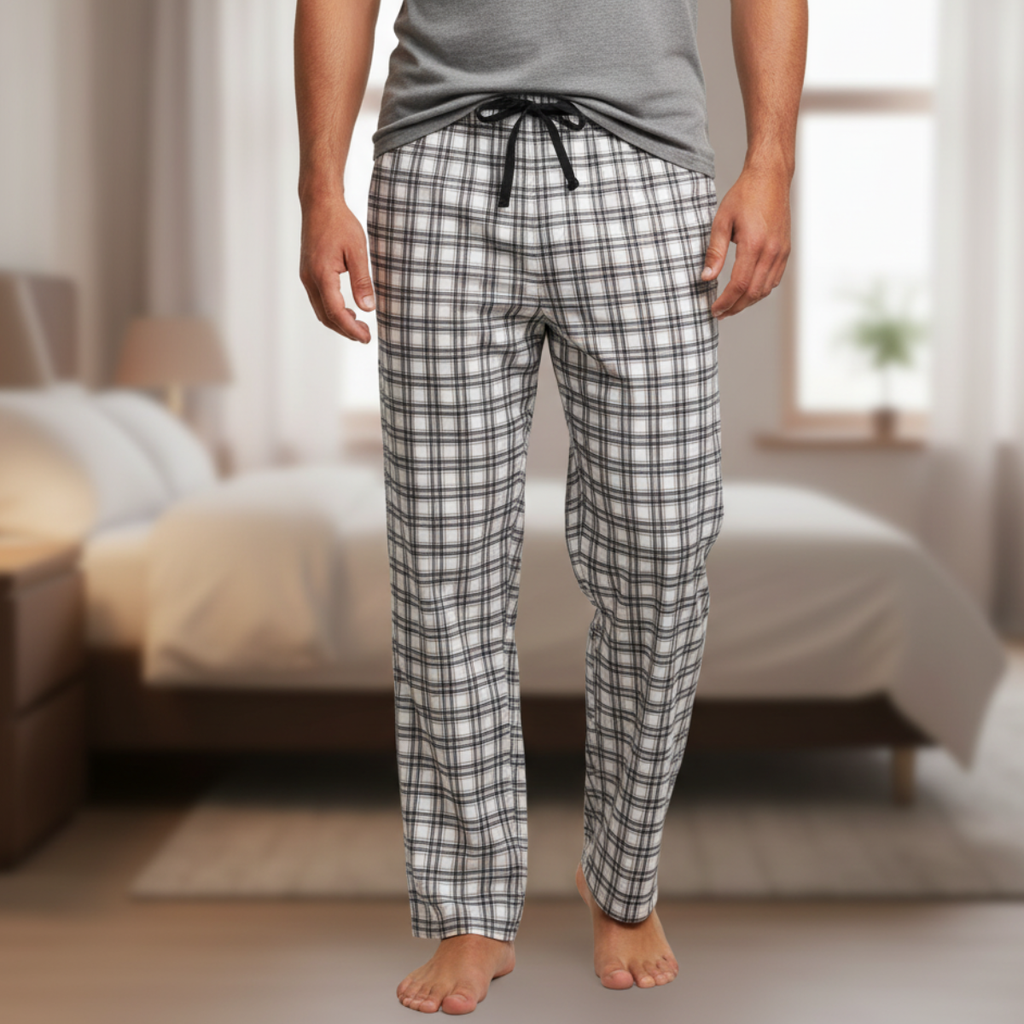 Black & White Tartan Men's Pajama Pants
