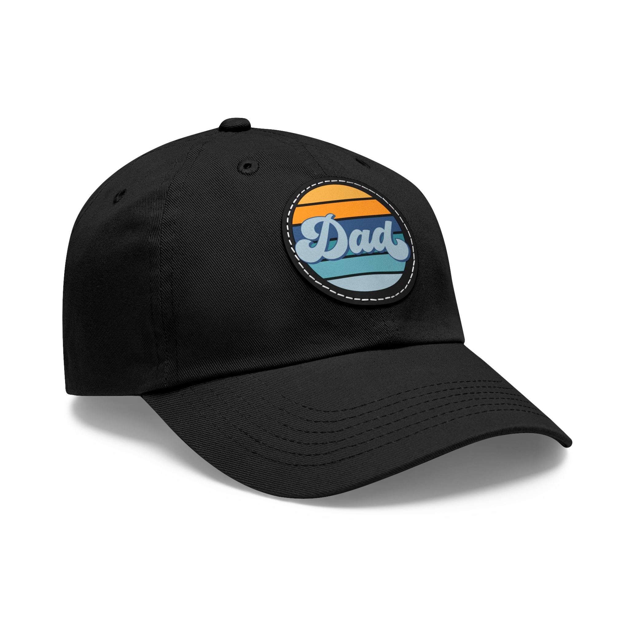 Retro Striped 'Dad' Leather Patch Hat