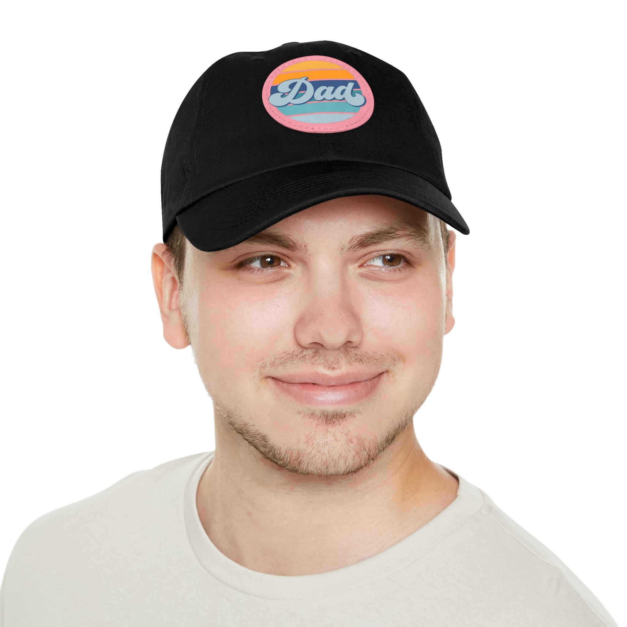 Retro Striped 'Dad' Leather Patch Hat