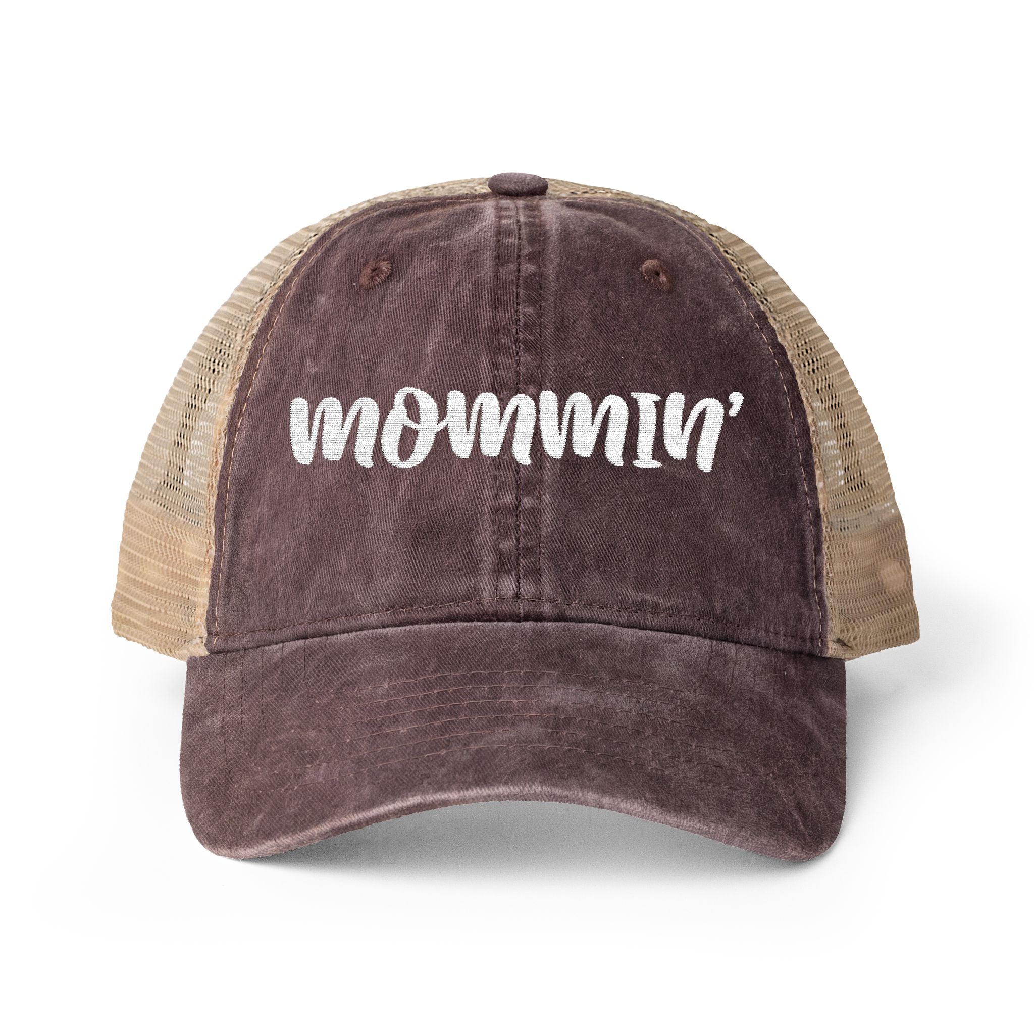 "Mommin'" Washed Mesh-Back Cap