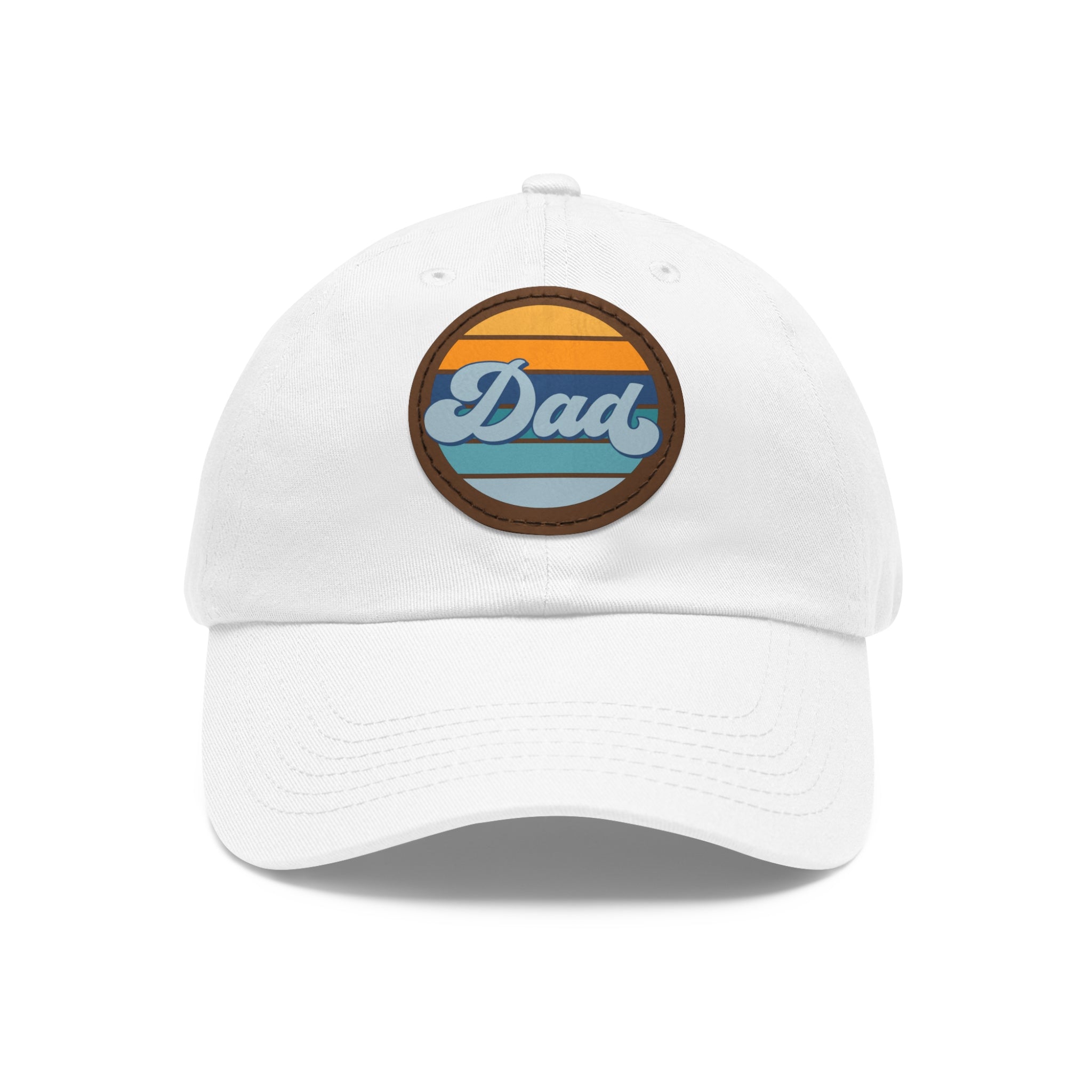 Retro Striped 'Dad' Leather Patch Hat