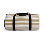 Beige Striped Travel Duffel Bag