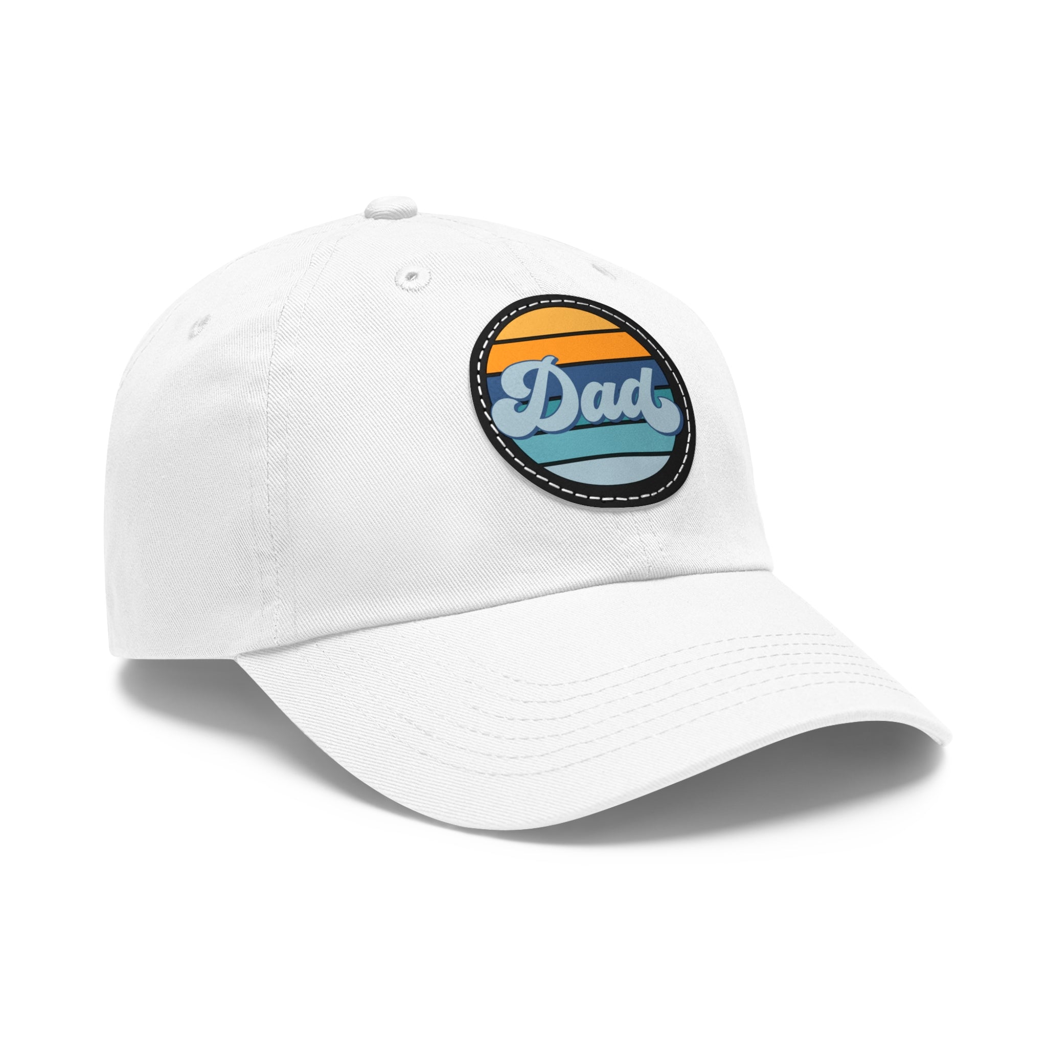Retro Striped 'Dad' Leather Patch Hat