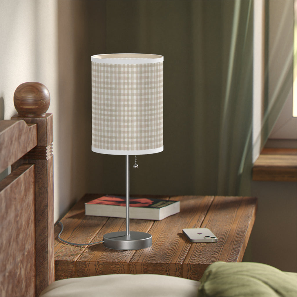 Beige Gingham Table Lamp