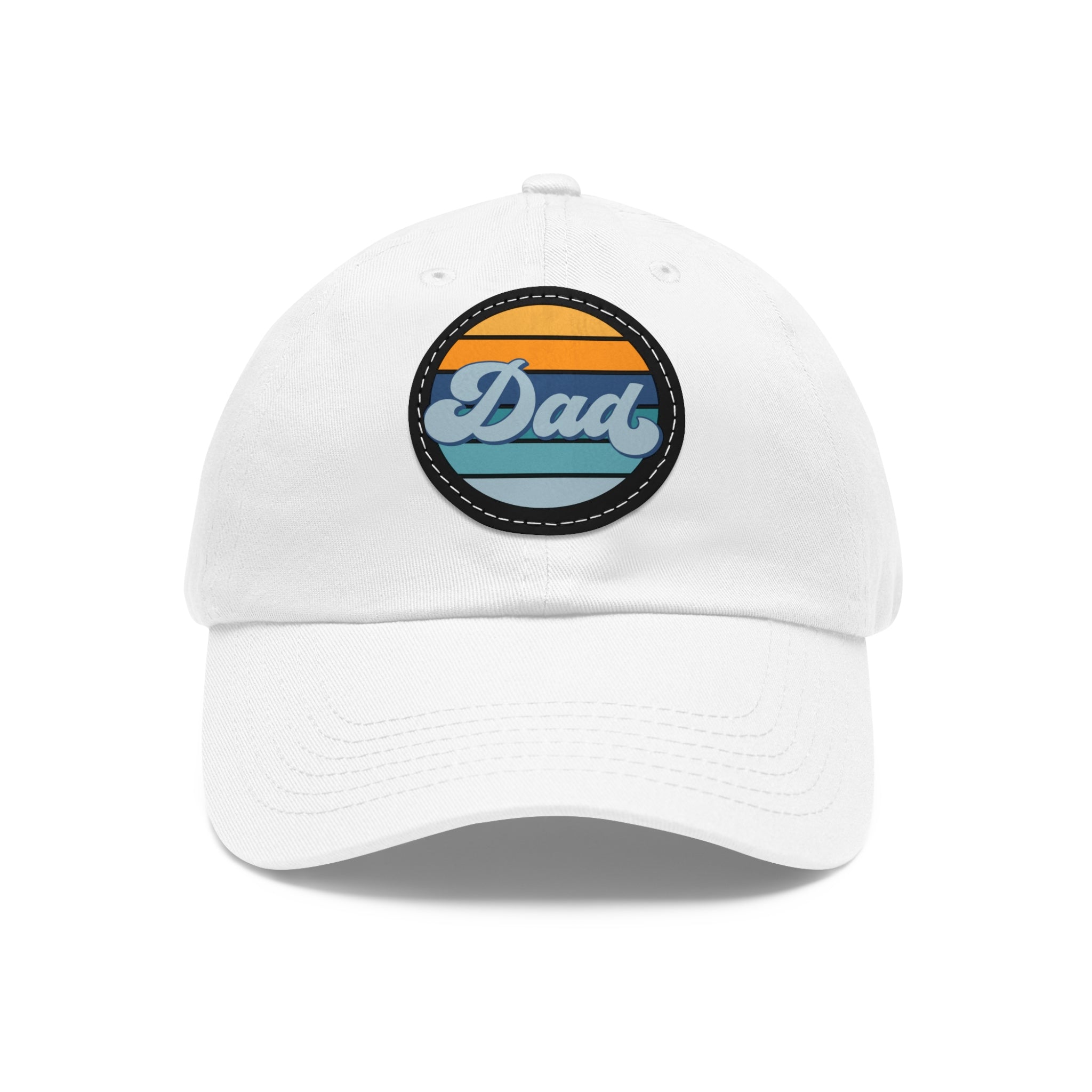 Retro Striped 'Dad' Leather Patch Hat
