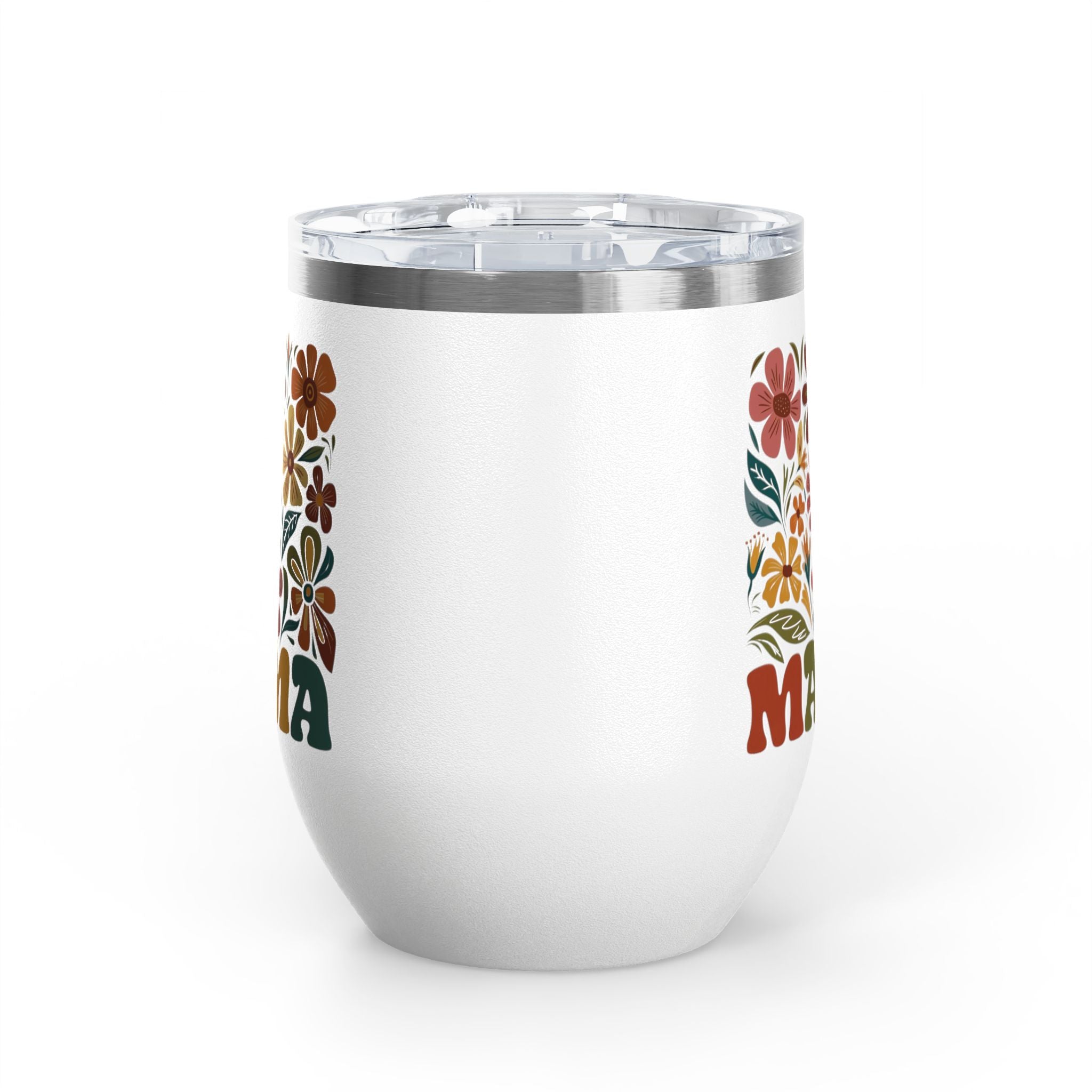 Retro Floral 'Mama' Wine Tumbler (12oz)