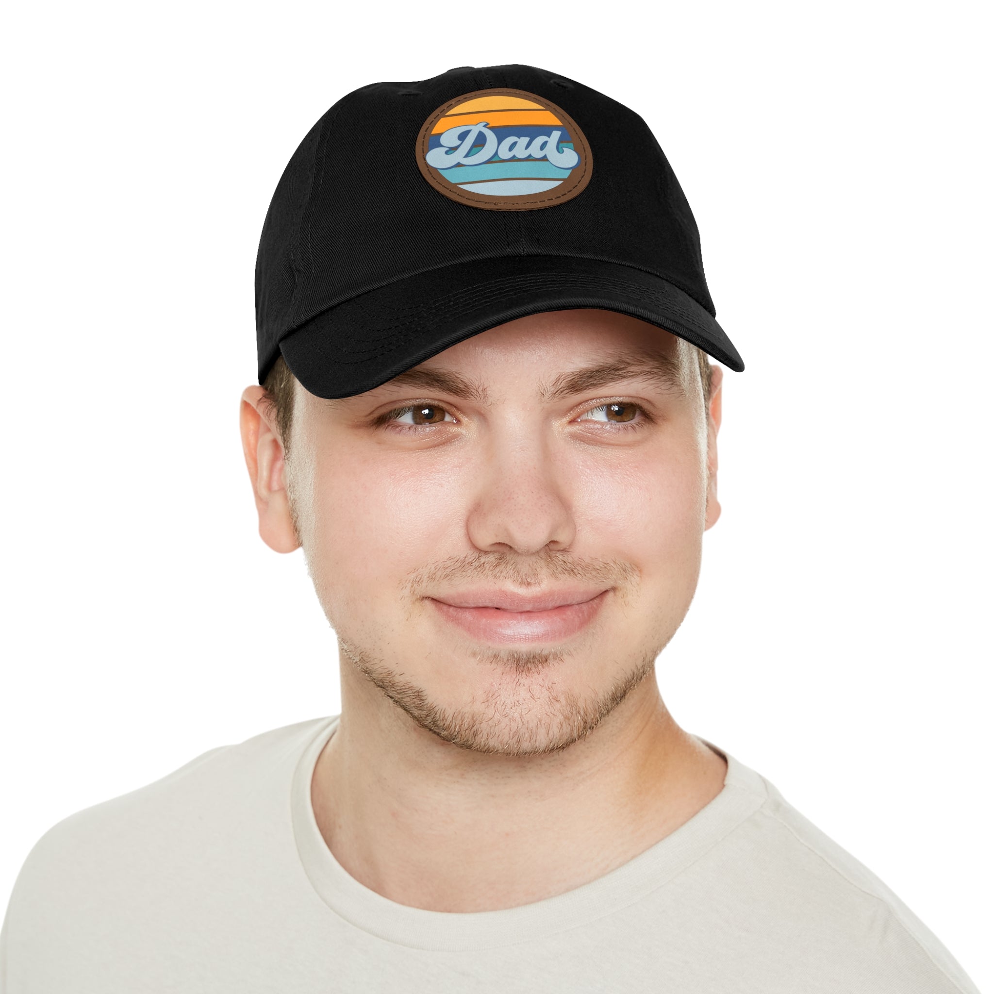 Retro Striped 'Dad' Leather Patch Hat