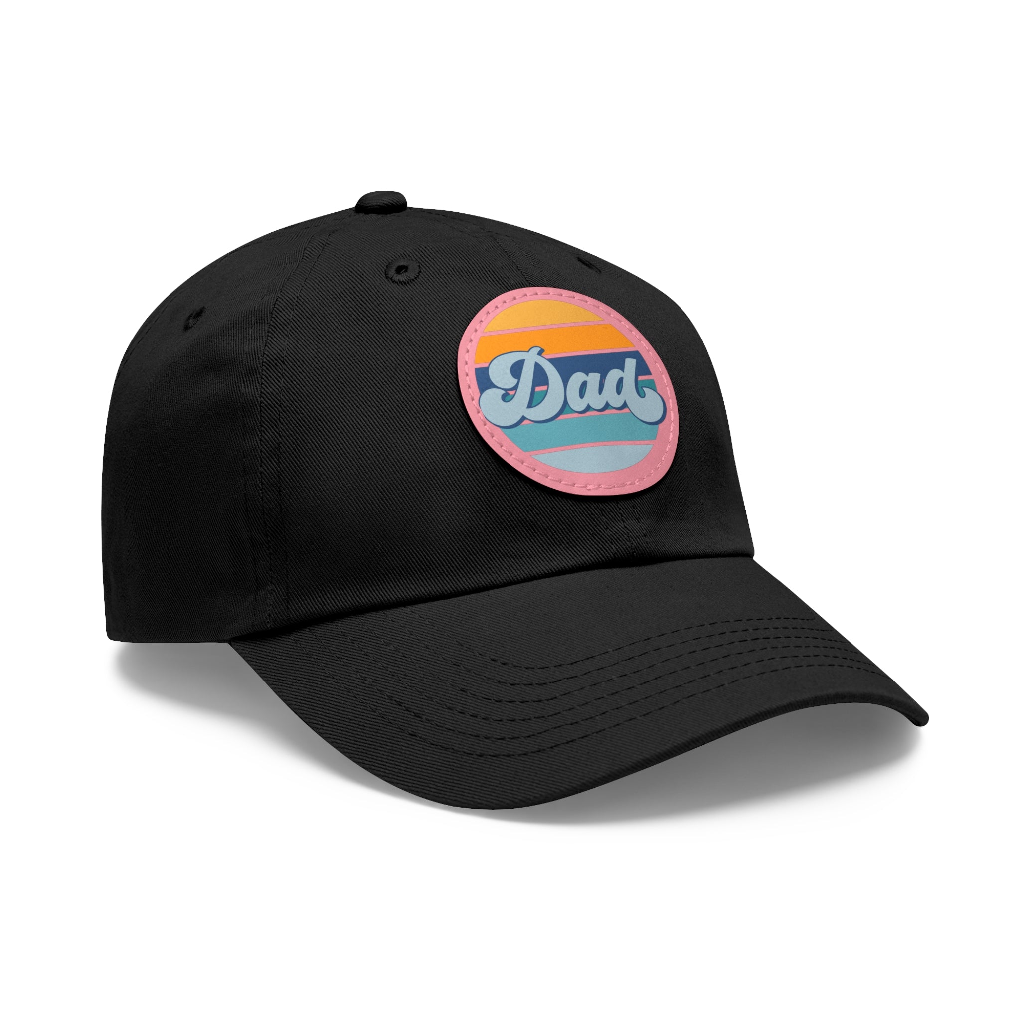 Retro Striped 'Dad' Leather Patch Hat
