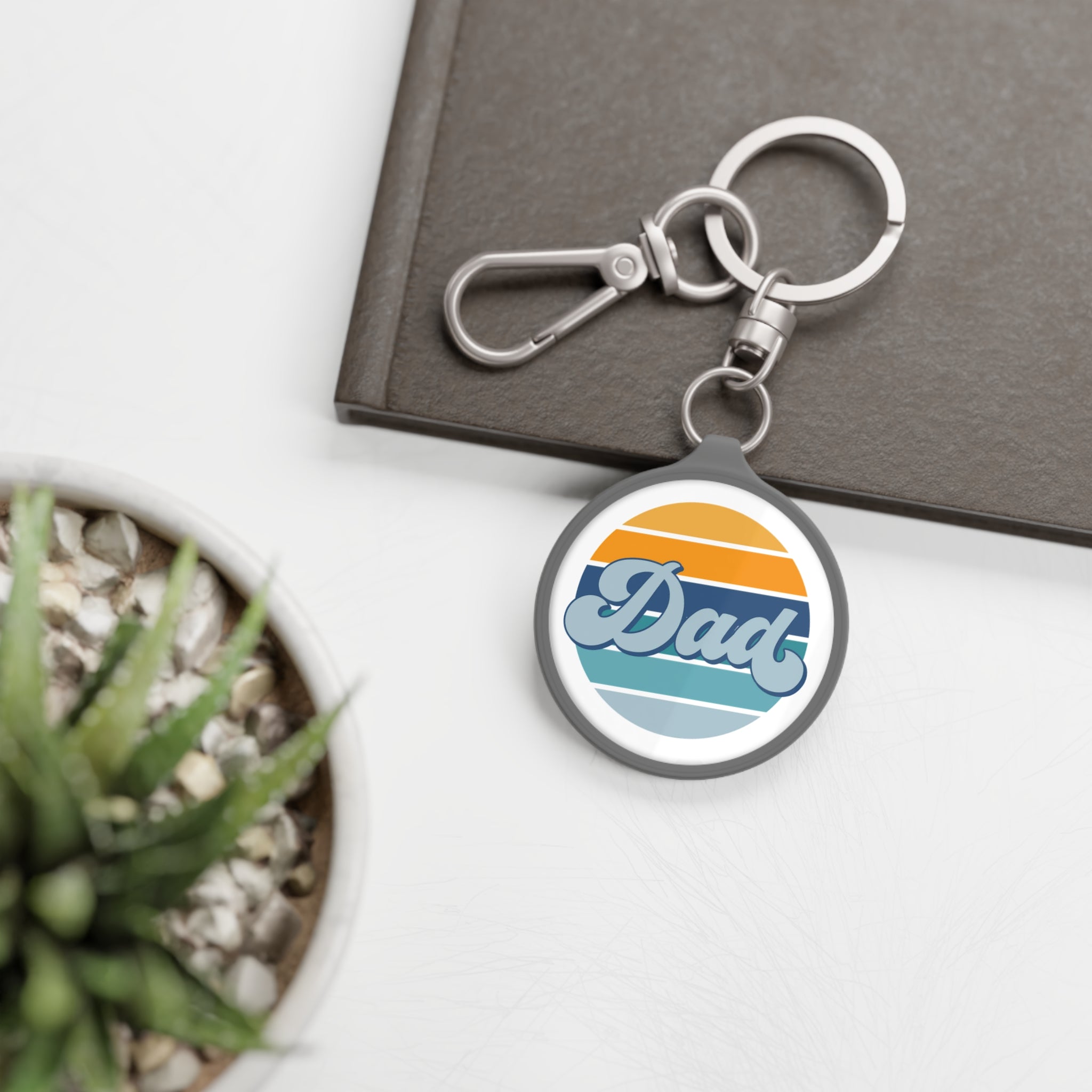 Retro Striped 'Dad' Keyring Tag