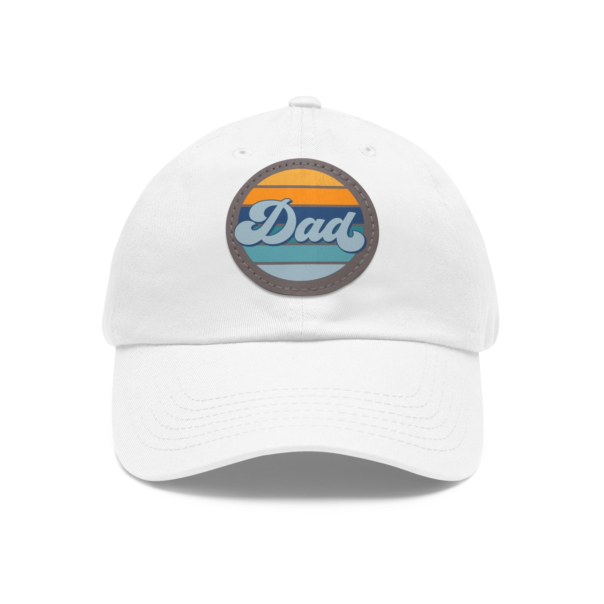 Retro Striped 'Dad' Leather Patch Hat