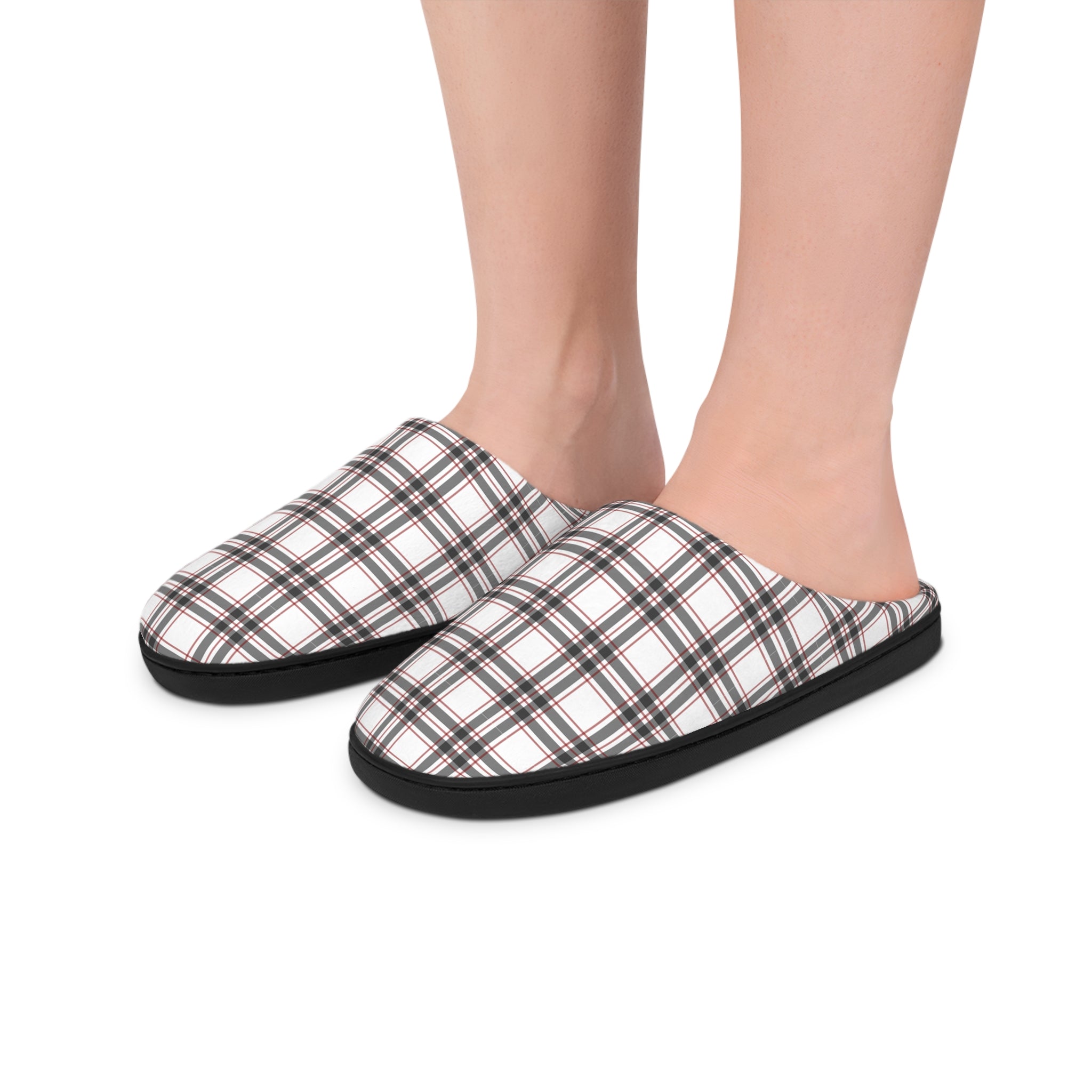 Black & White Tartan Men's Slippers