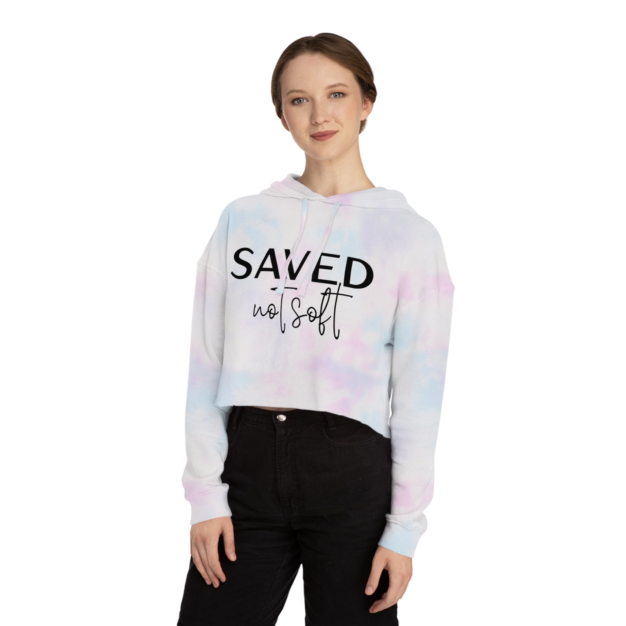 'Saved Not Soft' Cropped Hoodie