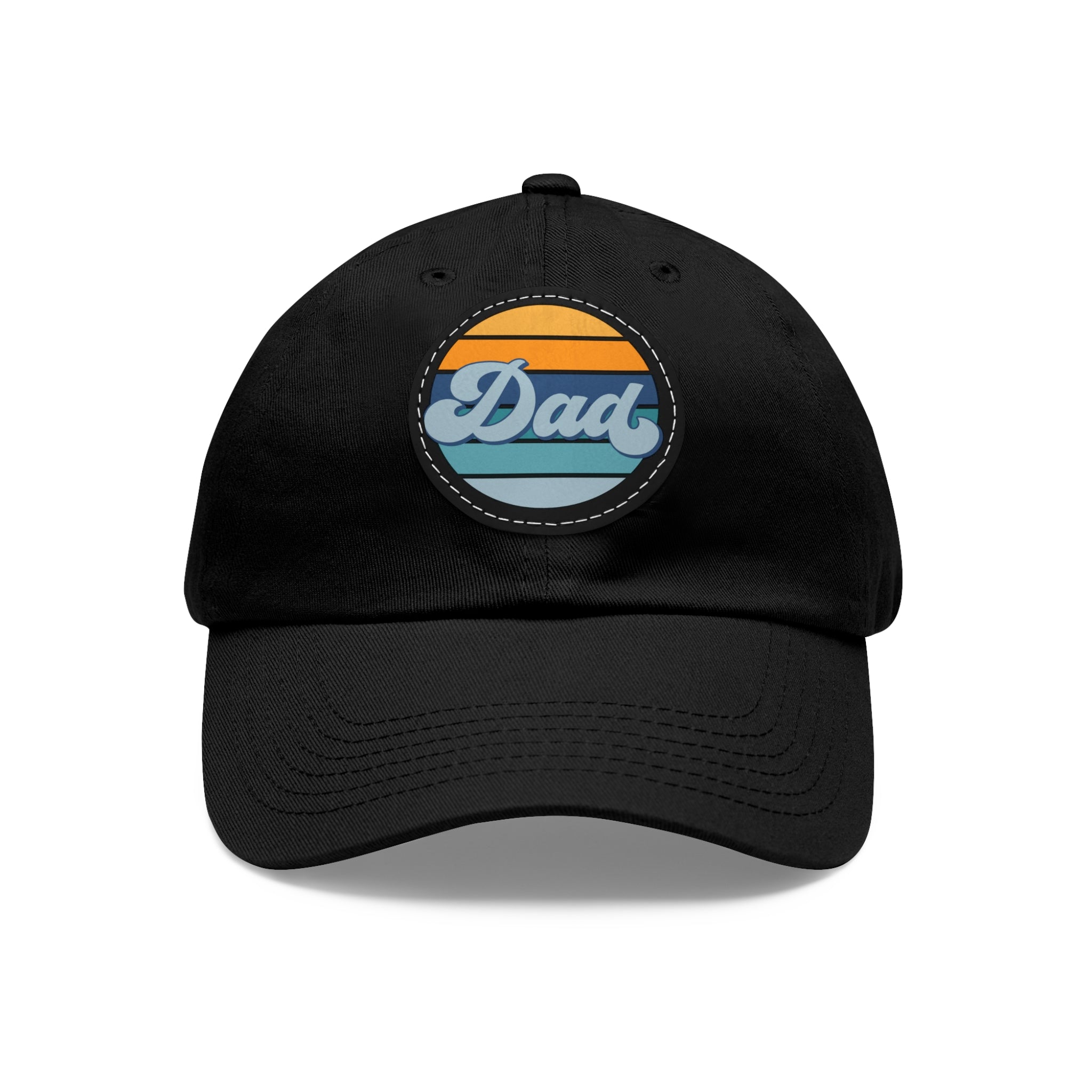Retro Striped 'Dad' Leather Patch Hat