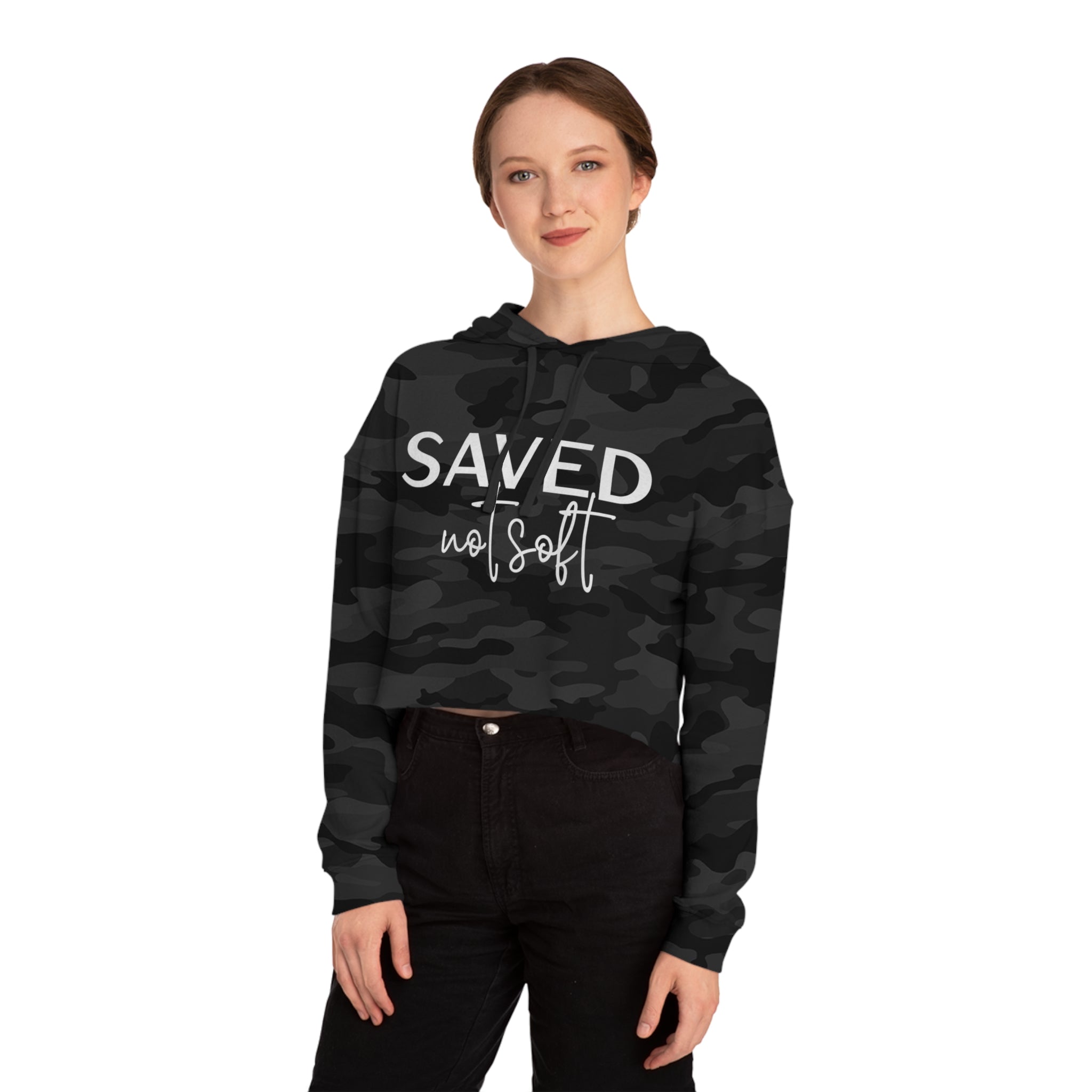 'Saved Not Soft' Cropped Hoodie