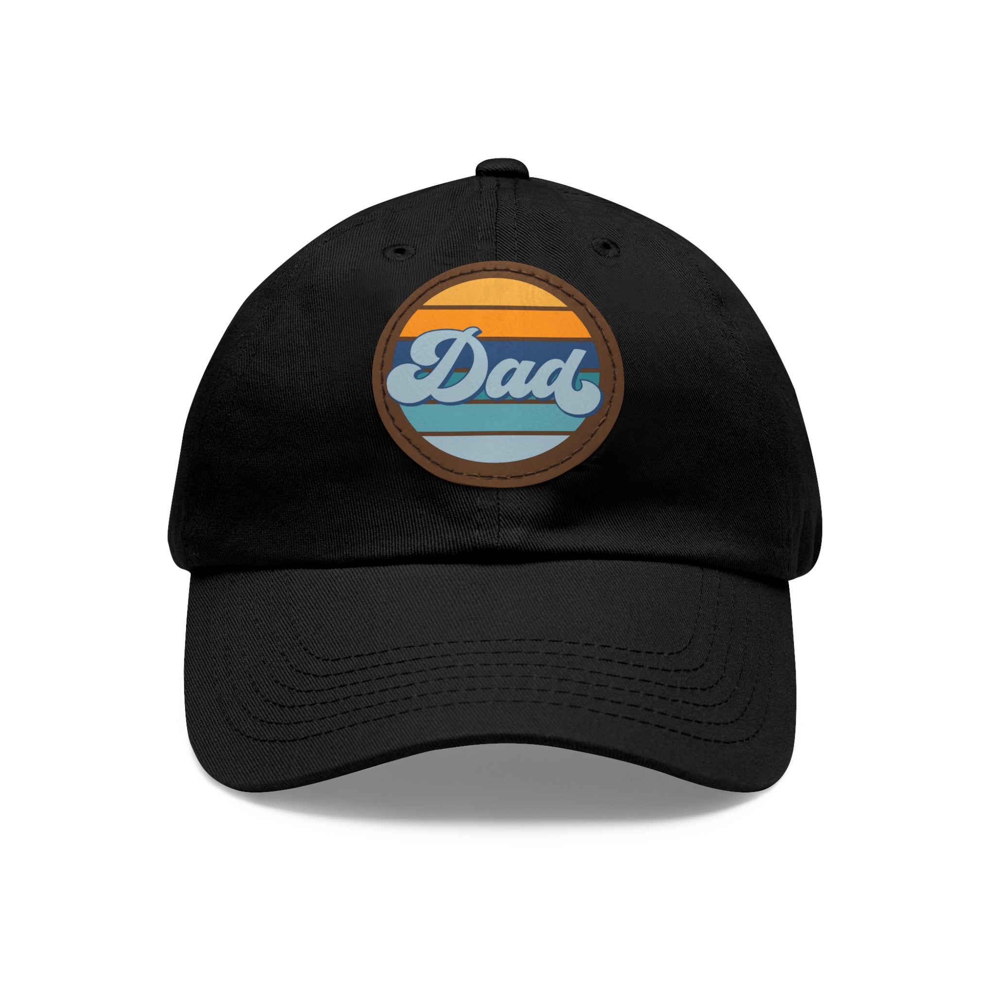 Retro Striped 'Dad' Leather Patch Hat