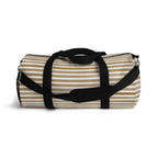 Beige Striped Travel Duffel Bag