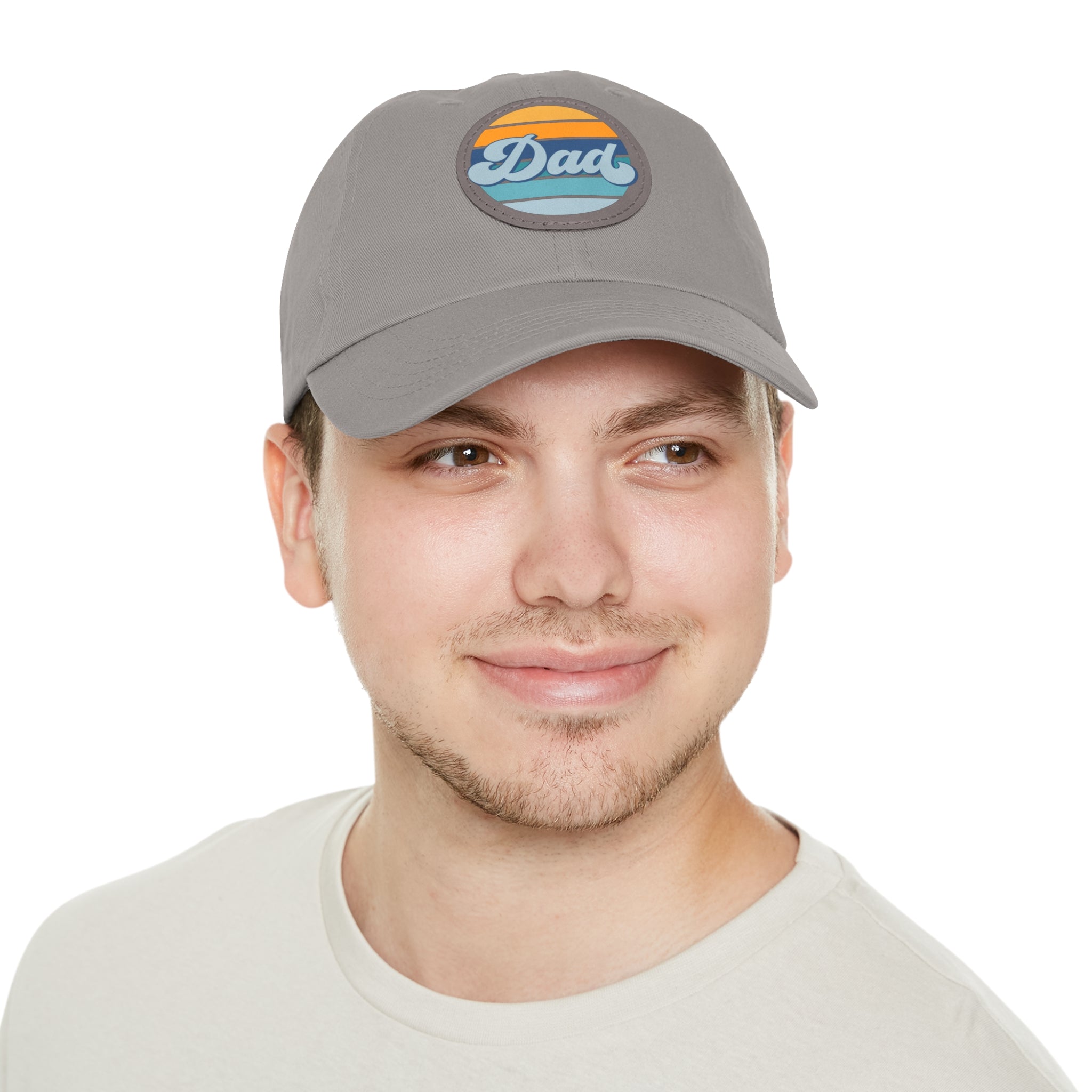 Retro Striped 'Dad' Leather Patch Hat