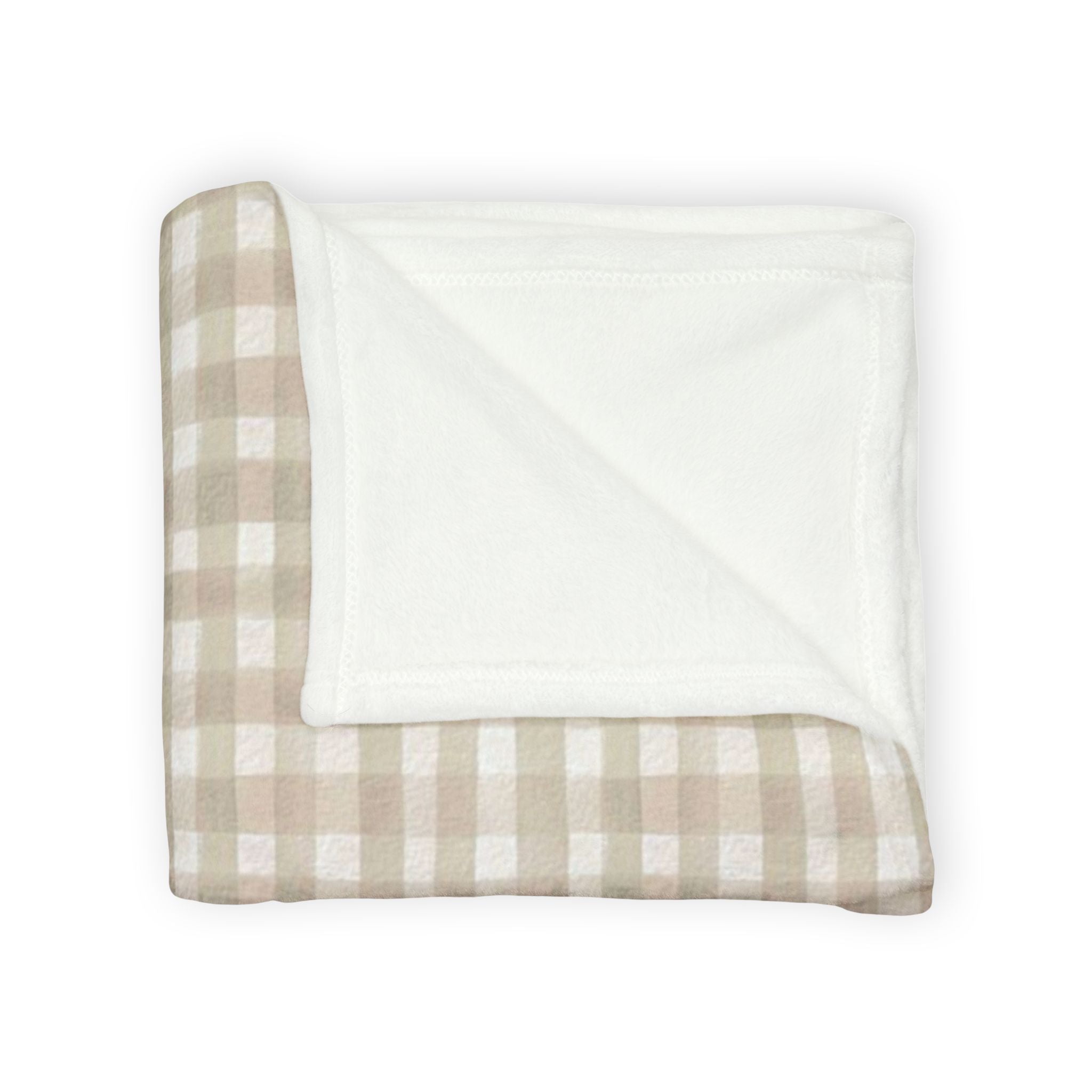 Beige Gingham Plaid Blanket