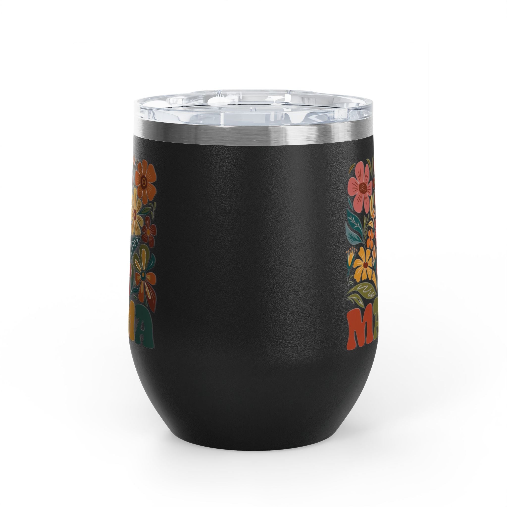 Retro Floral 'Mama' Wine Tumbler (12oz)