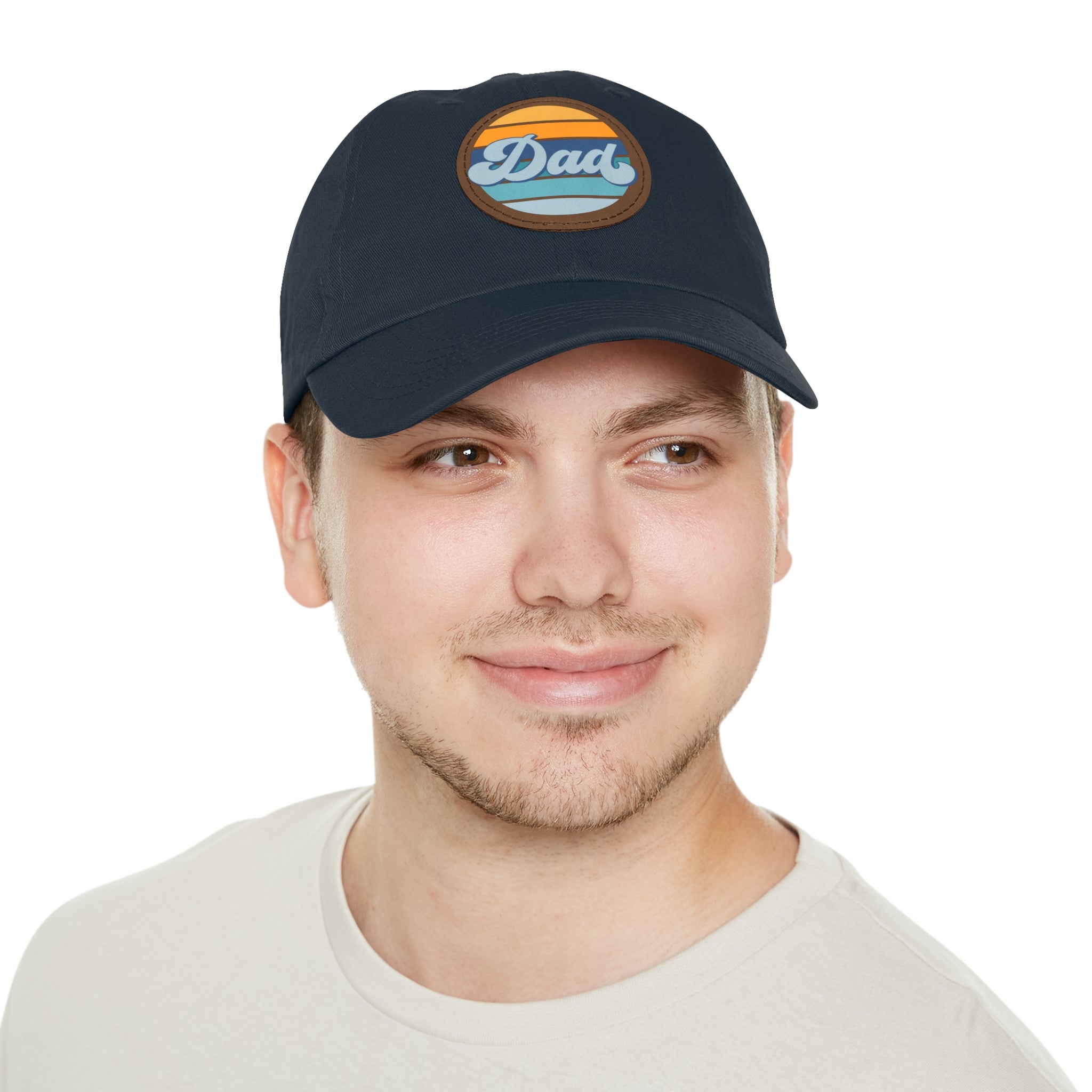Retro Striped 'Dad' Leather Patch Hat