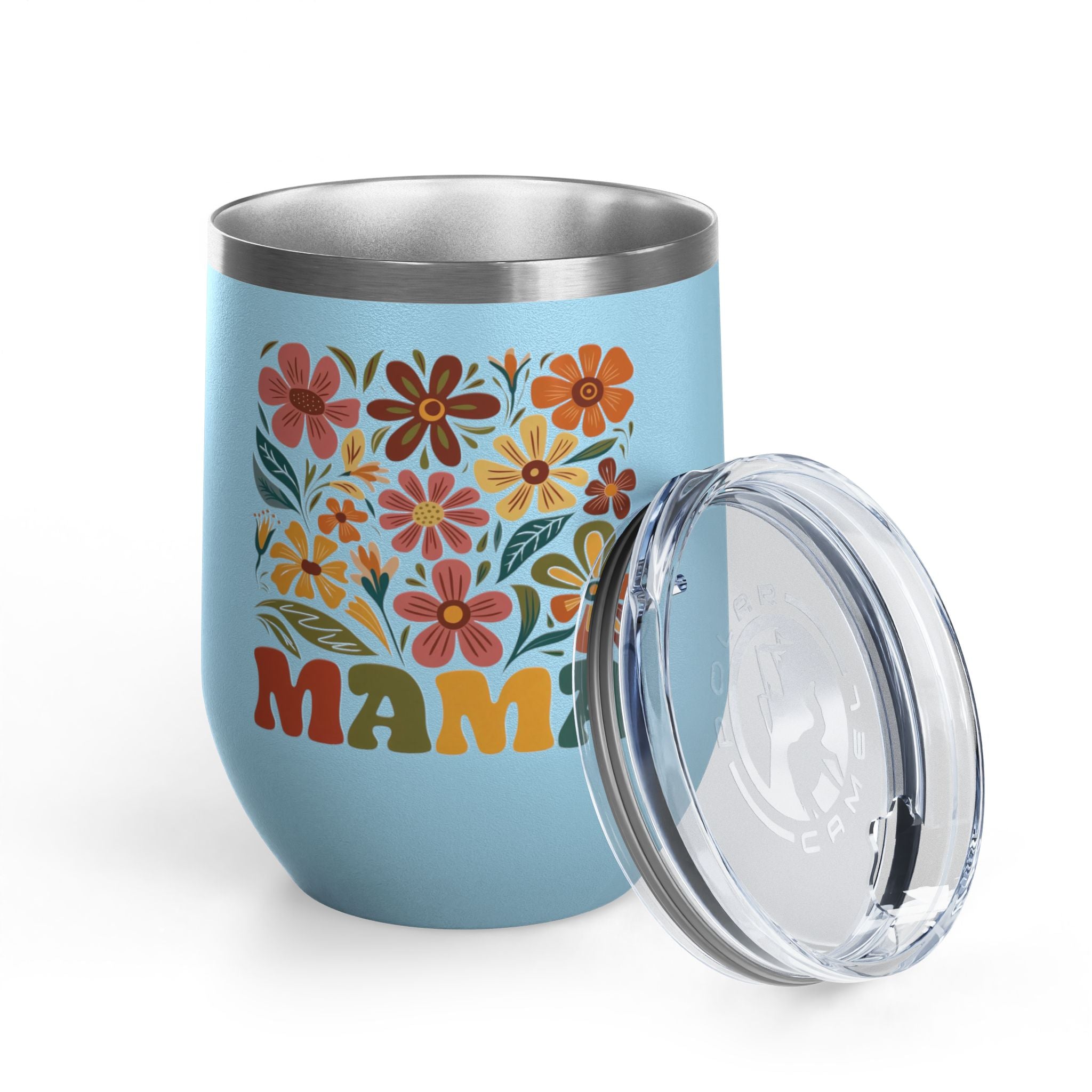 Retro Floral 'Mama' Wine Tumbler (12oz)