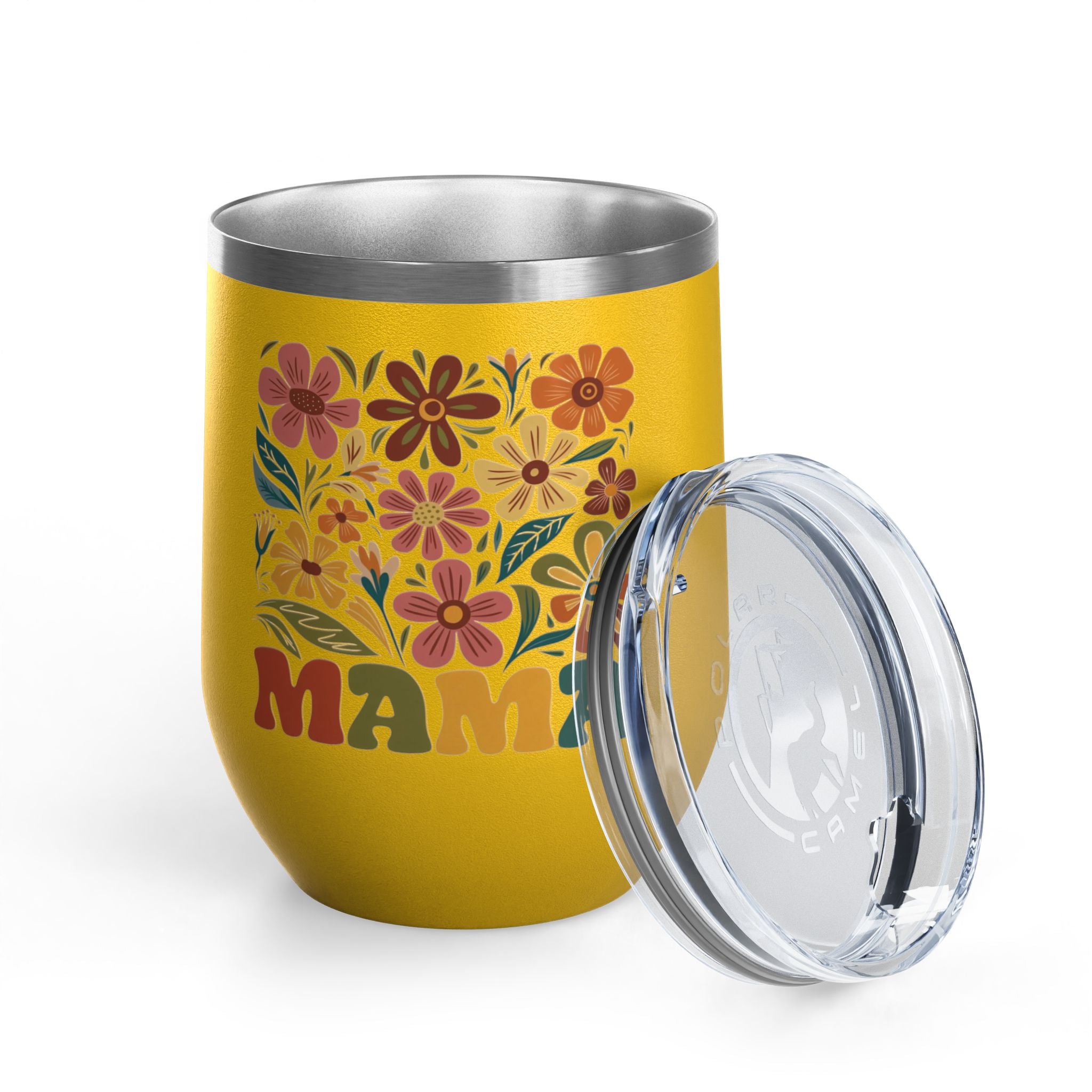 Retro Floral 'Mama' Wine Tumbler (12oz)