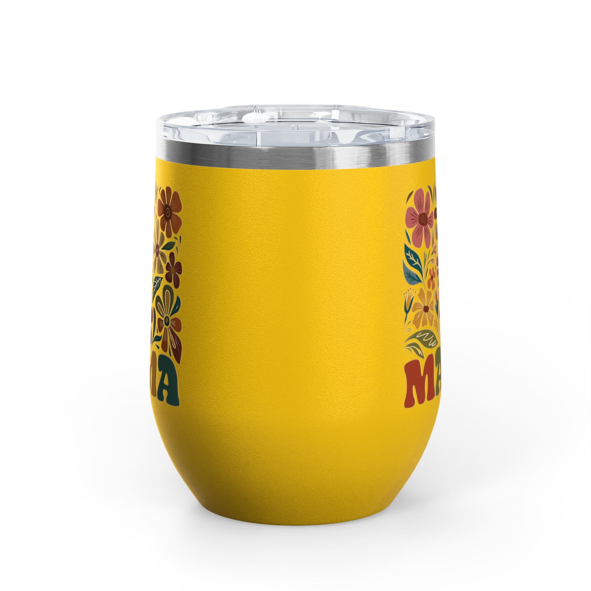 Retro Floral 'Mama' Wine Tumbler (12oz)
