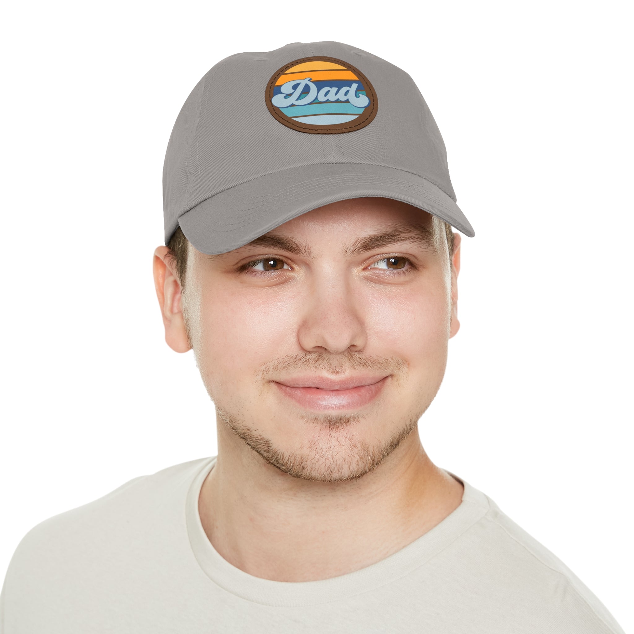 Retro Striped 'Dad' Leather Patch Hat