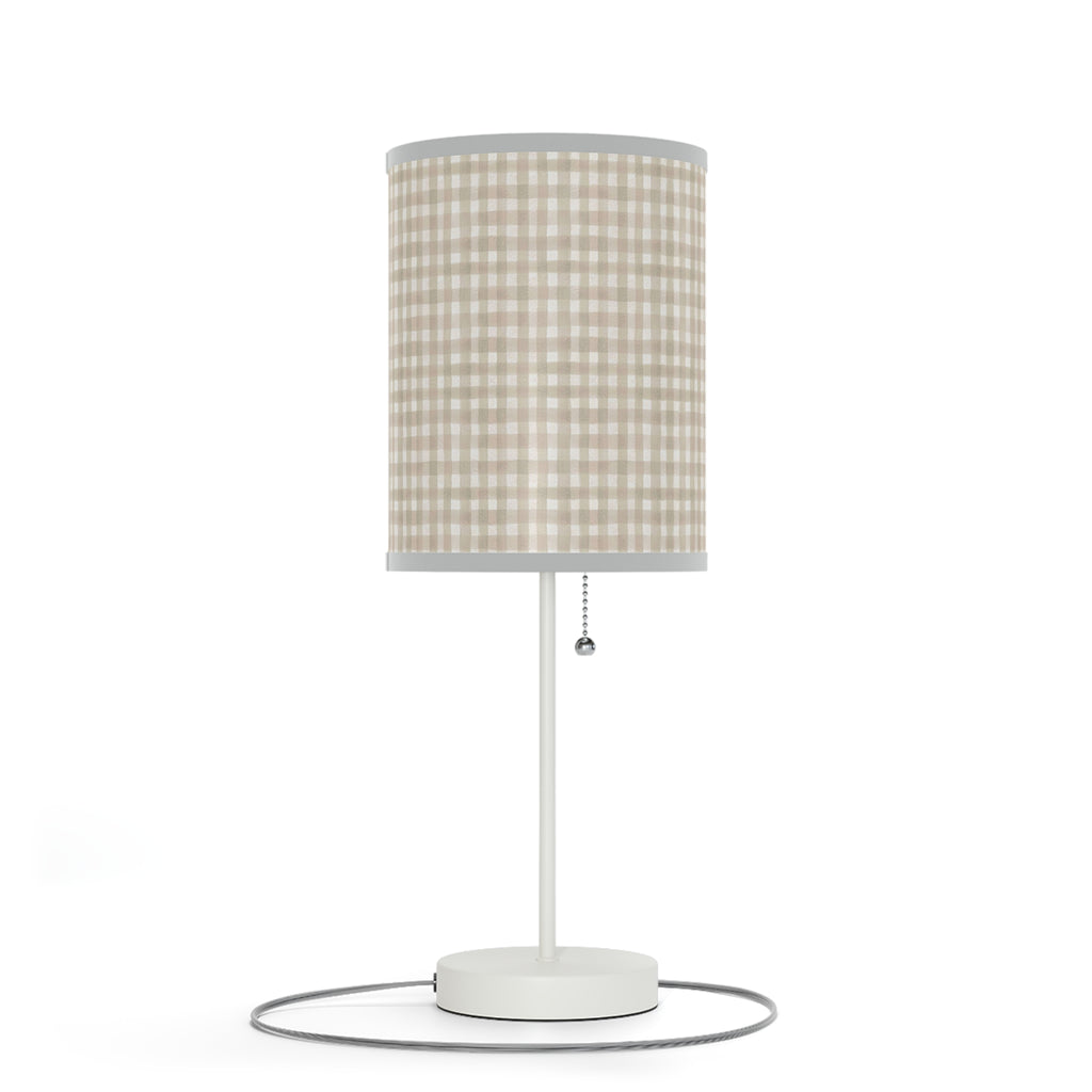 Beige Gingham Table Lamp
